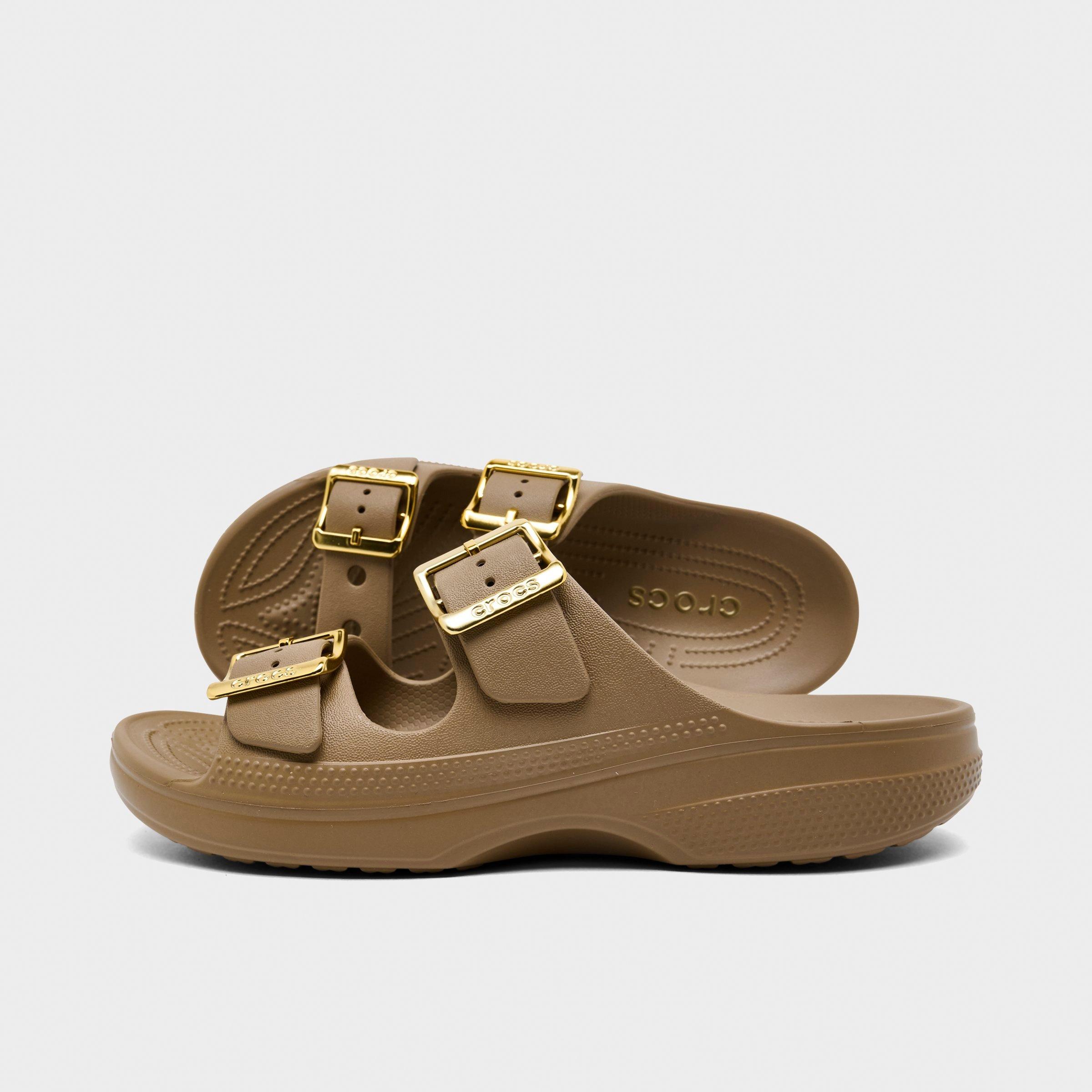Crocs Women's Saturday Metallic Buckle Casual Sandals in Sepia Size: 11.0