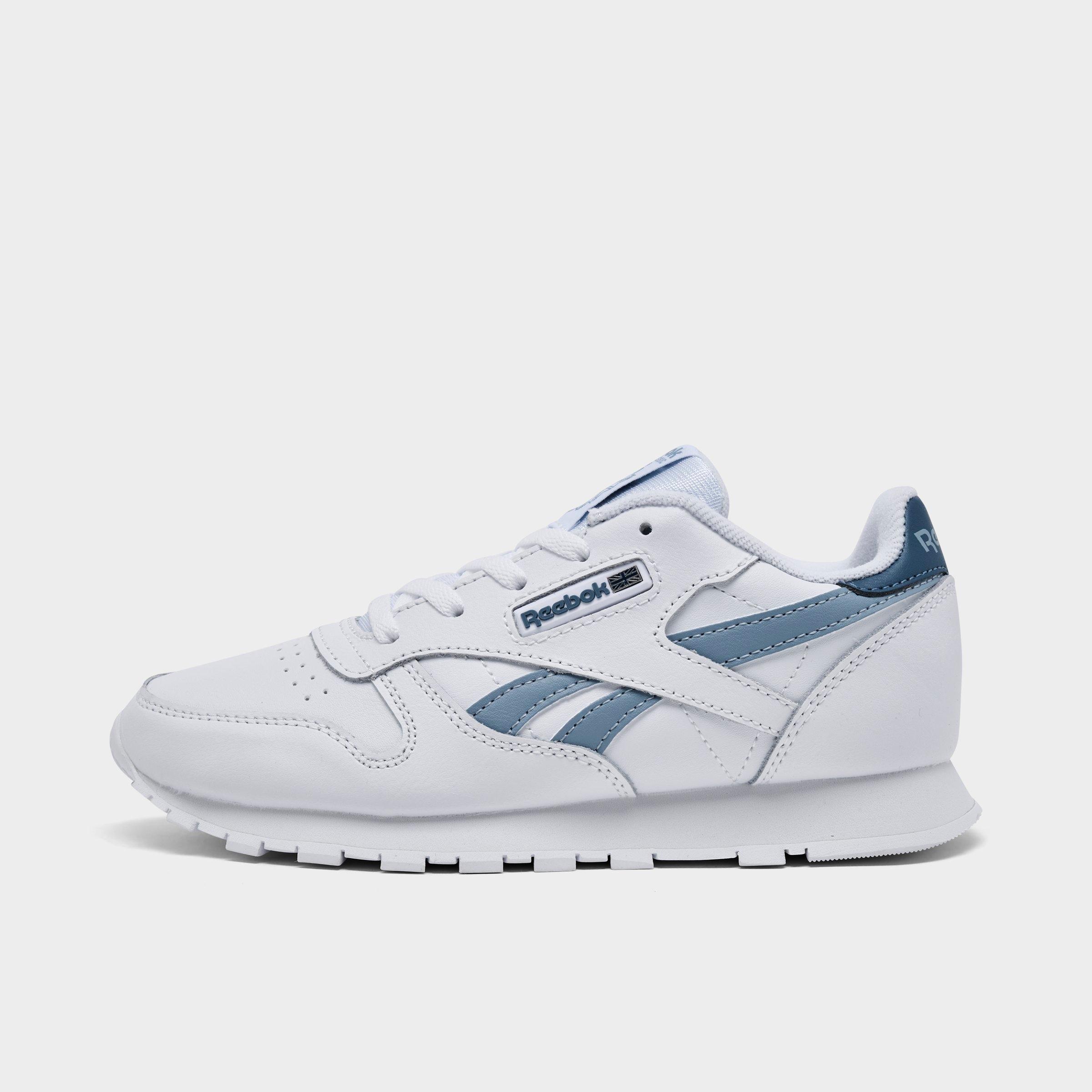 Reebok Little Kids Classic Leather Casual Shoes in White/Leisure Blue Size: 1.0