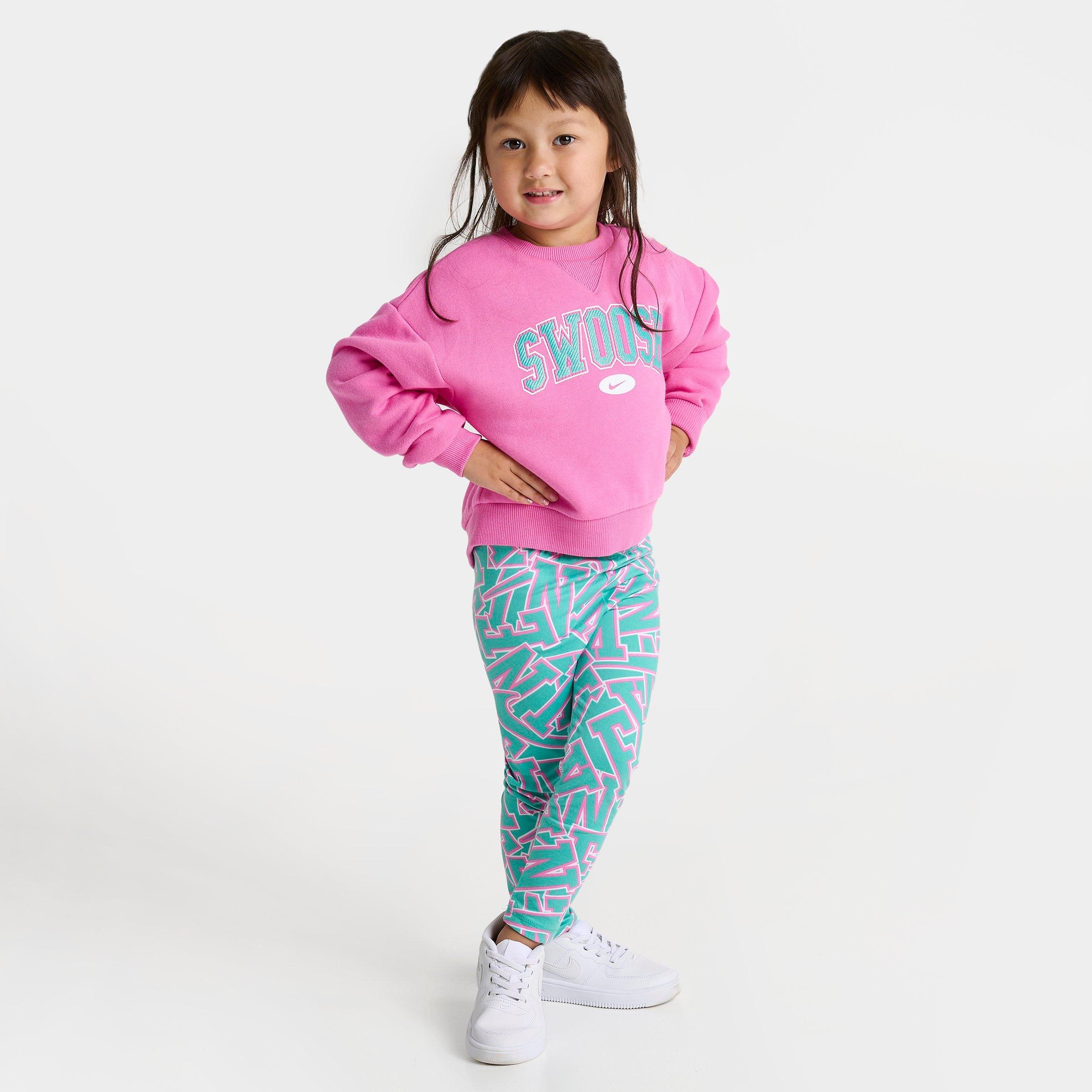 Nike Kids'  Girls' Toddler Join The Club Crewneck Sweatshirt And Leggings Set In Pink/clear Jade