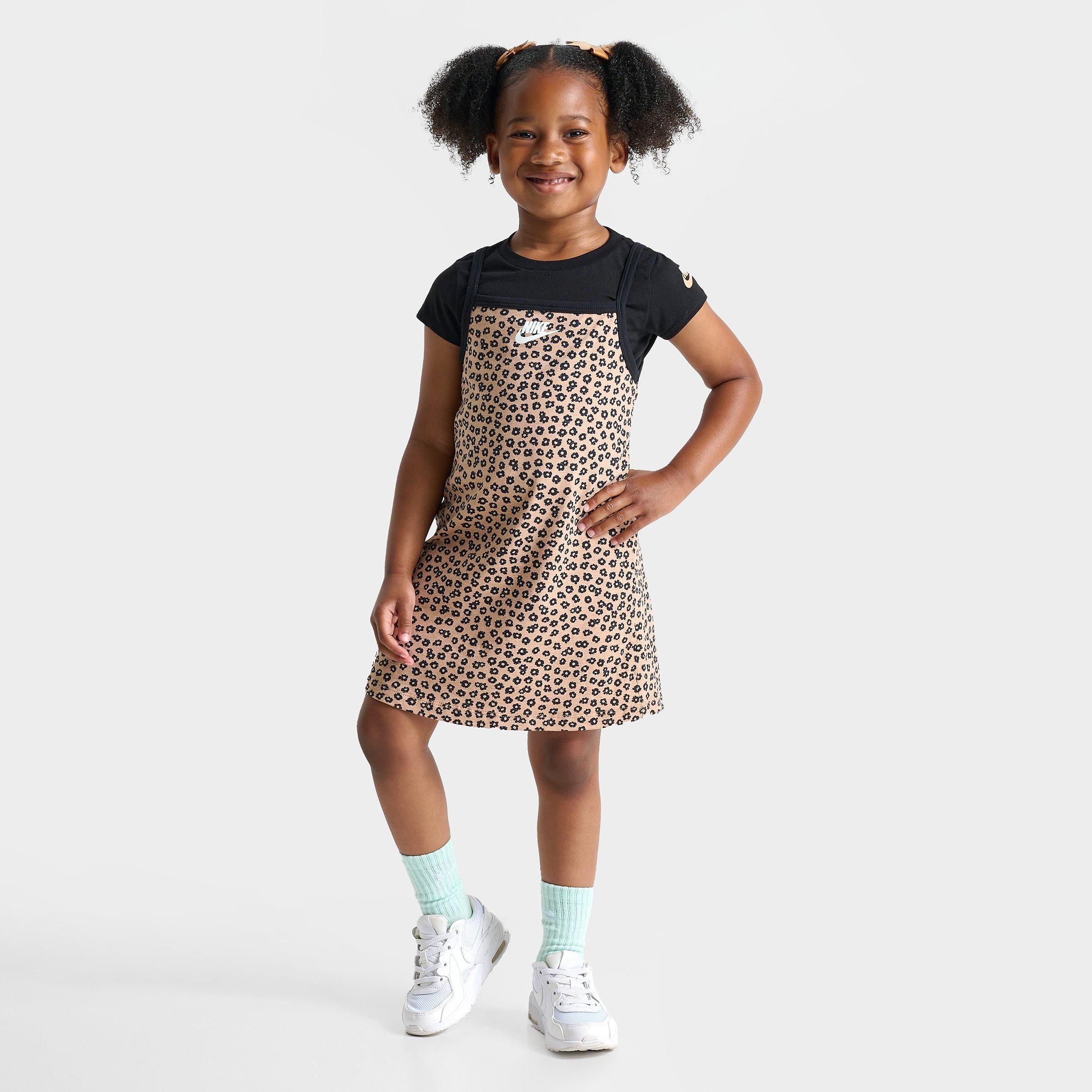 Shop Nike Girls' Toddler Floral Dress Set In Hemp