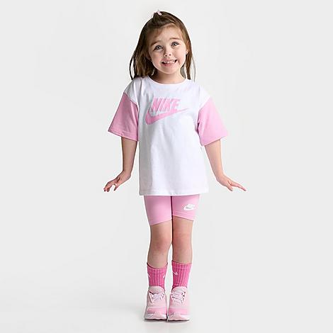 Shop Nike Girls' Toddler Bf T-shirt And Bike Shorts Set In Pink Rise