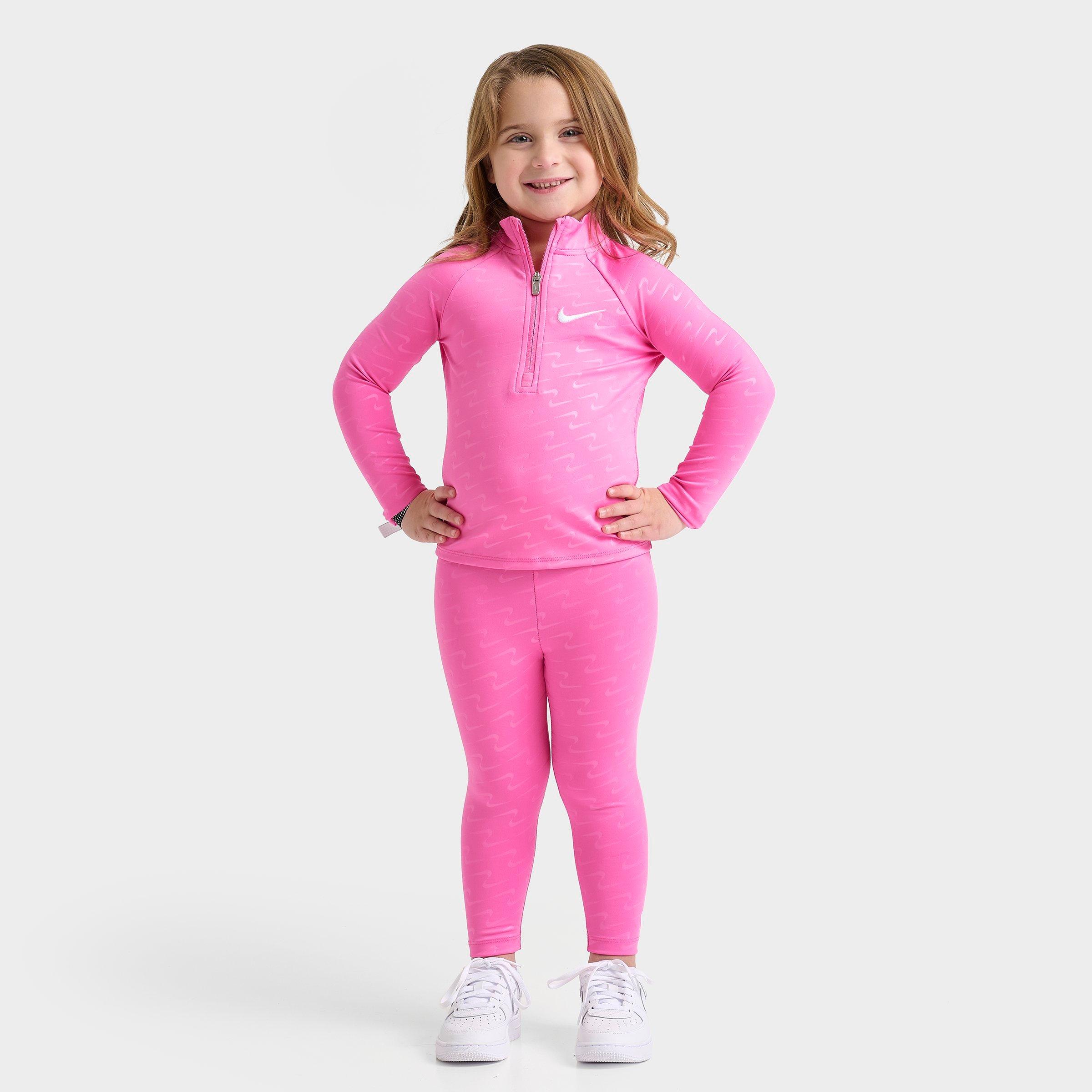 Nike Girls' Toddler Swoosh Motion Quarter-Zip and Leggings Set in Pink/Pink Size 2 T