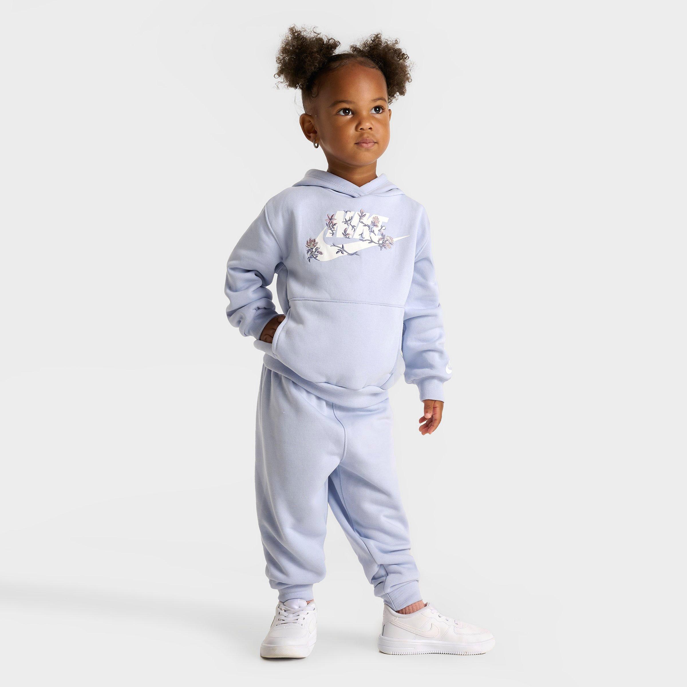 Nike Girls' Toddler Floral Futura Hoodie and Joggers Set in Ghost Size: 2T