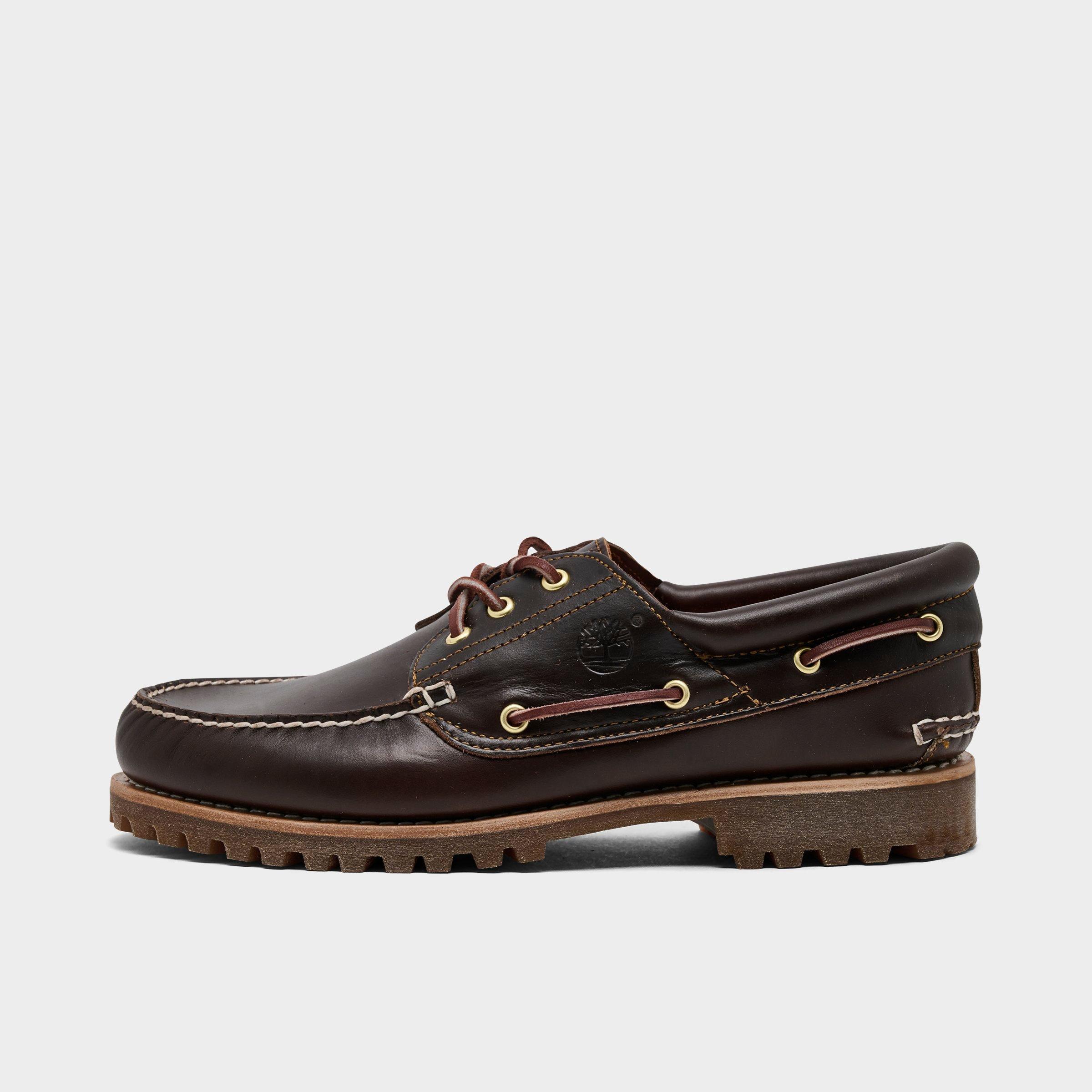 Timberland Men’s Authentic 3-Eye Lug Handsewn Casual Boat Shoes in Brown Full Grain Size: 10.5