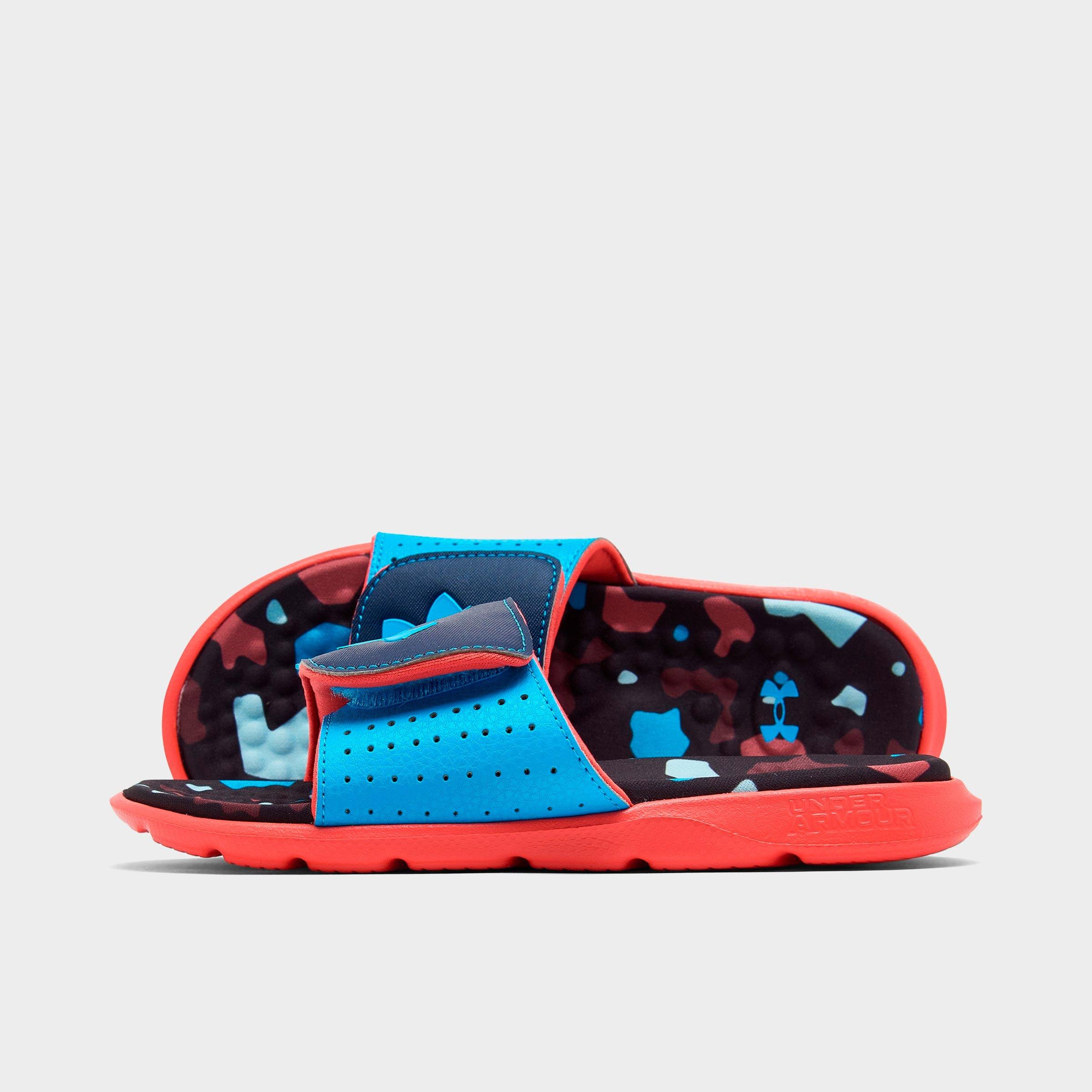 Under Armour Boys Little Kids Ignite Pro Graphic Slides in Red Solstice/Midnight Navy/Capri Size: 1.0