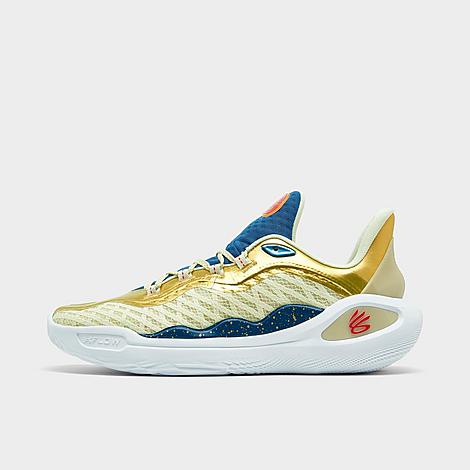 Under Armour Curry Flow 11 Basketball Shoes Size 12.0 In Lemon Ice/metallic Gold/red