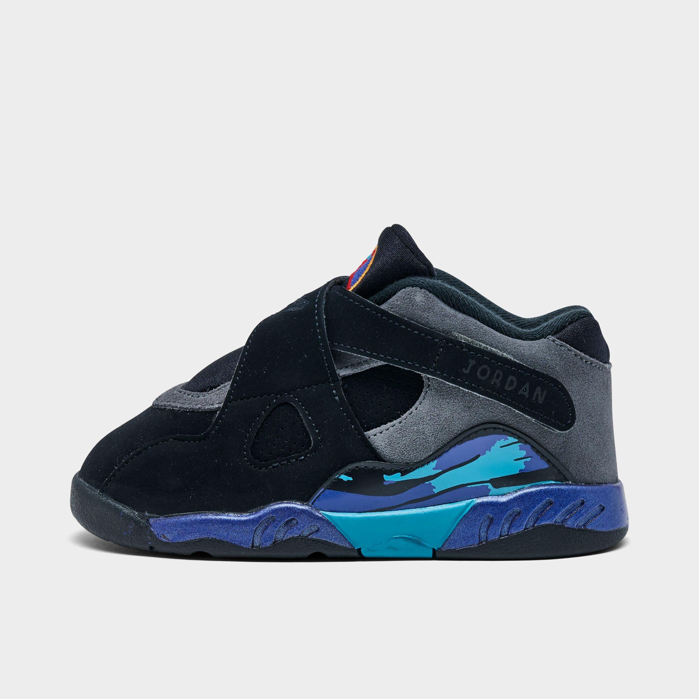 Jordan Kids Toddler Air Retro 8 Basketball Shoes in Black/Bright Concord/Aqua Tone Size: 4.0