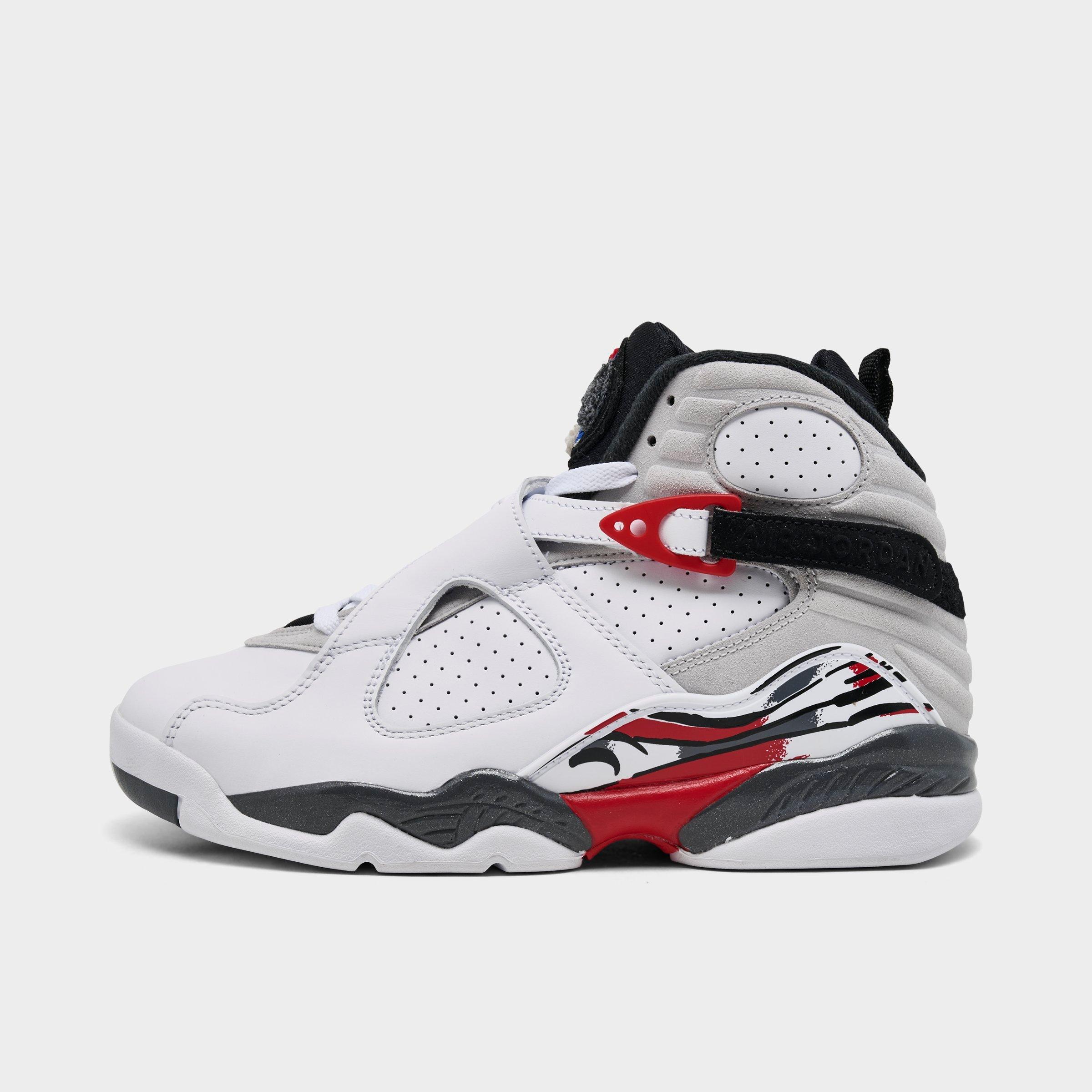 Jordan Big Kids Air Retro 8 Basketball Shoes in White/Black/True Red Size: 3.5