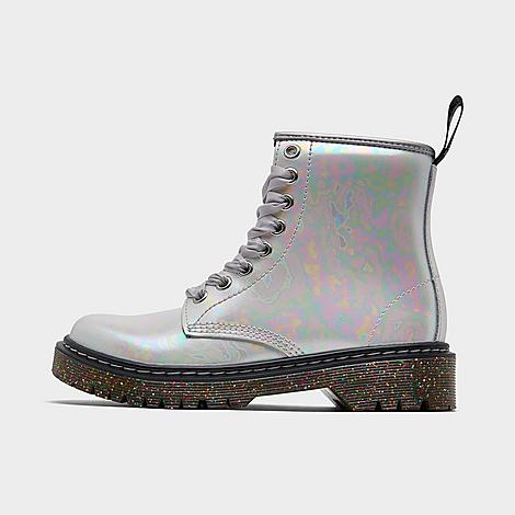 Dr. Martens' Dr. Martens Girls' Little Kids' 1460 Patent Leather Lace-up Boots In Silver Metallic Shimmer