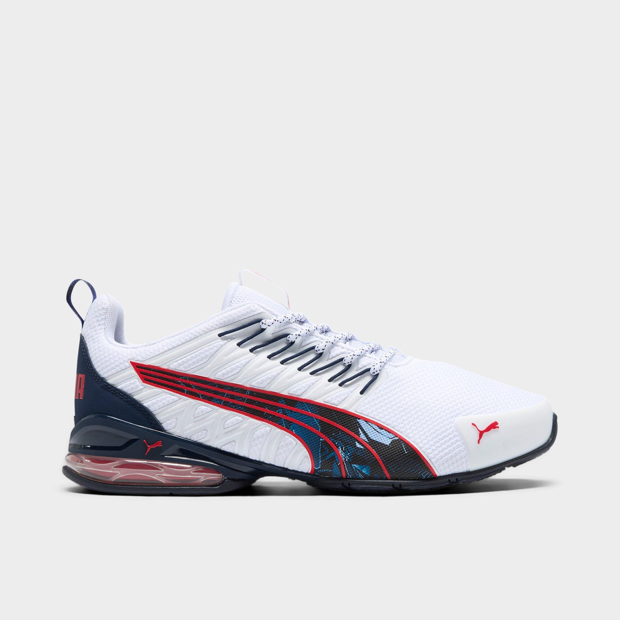 Men's Puma Voltaic Evo Retrofuture Core Running Shoes in Puma White/Puma Navy/For All Time Red Size: 7.5