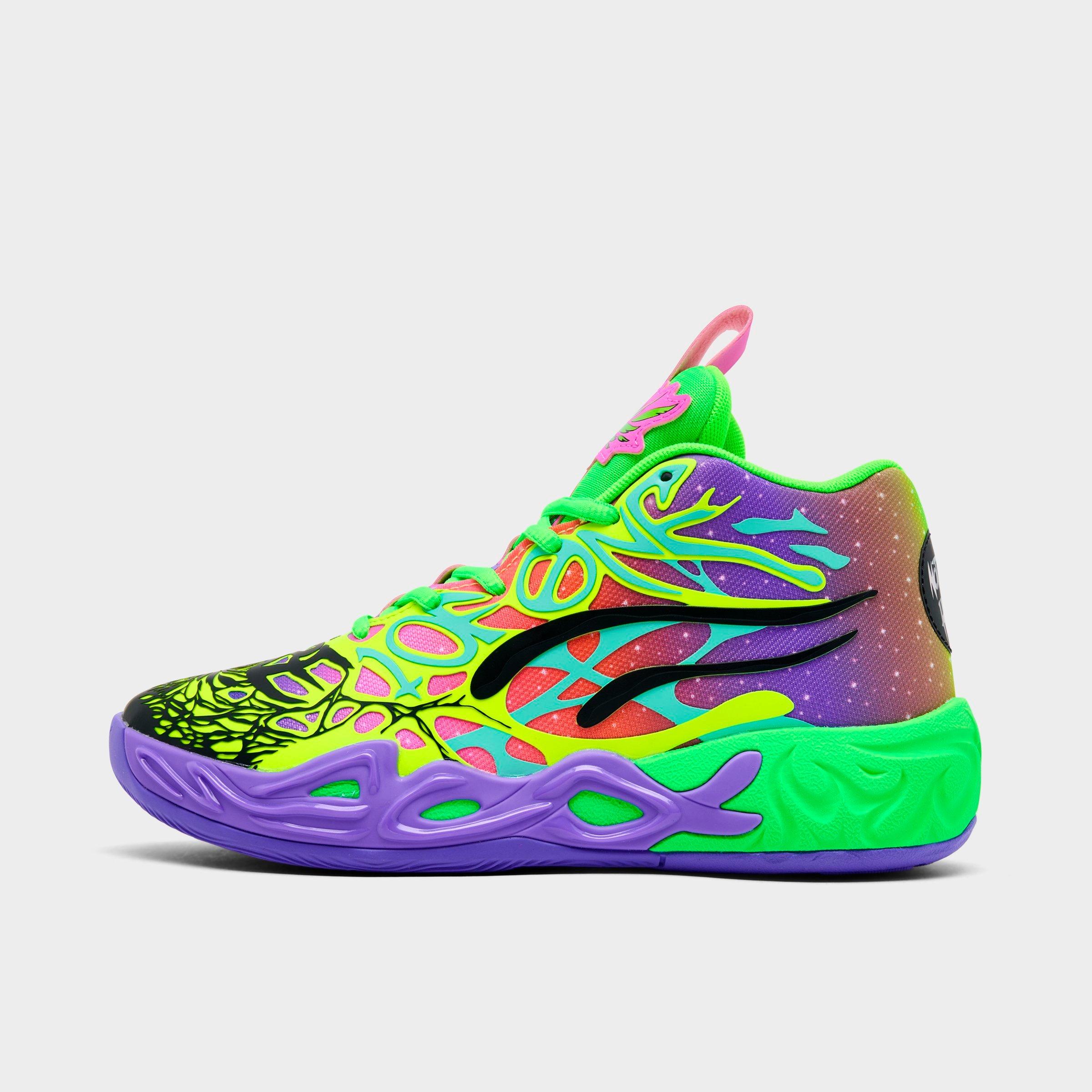 Big Kids Puma LaMelo Ball MB.04 Basketball Shoes in Puma Black/Electric Peppermint/Fluro Green Size: 4