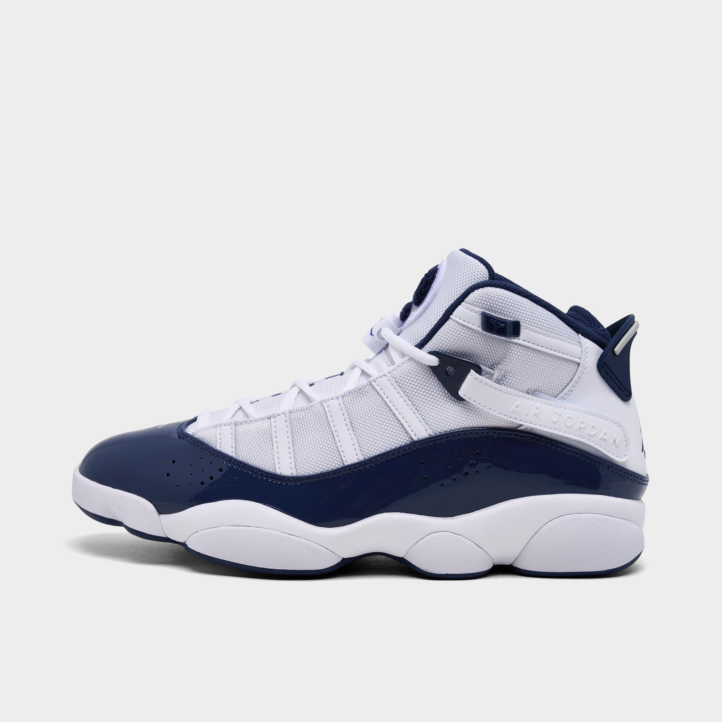 Jordan Men's Air 6 Rings Basketball Shoes in Blue/White/White Size 10 Leather