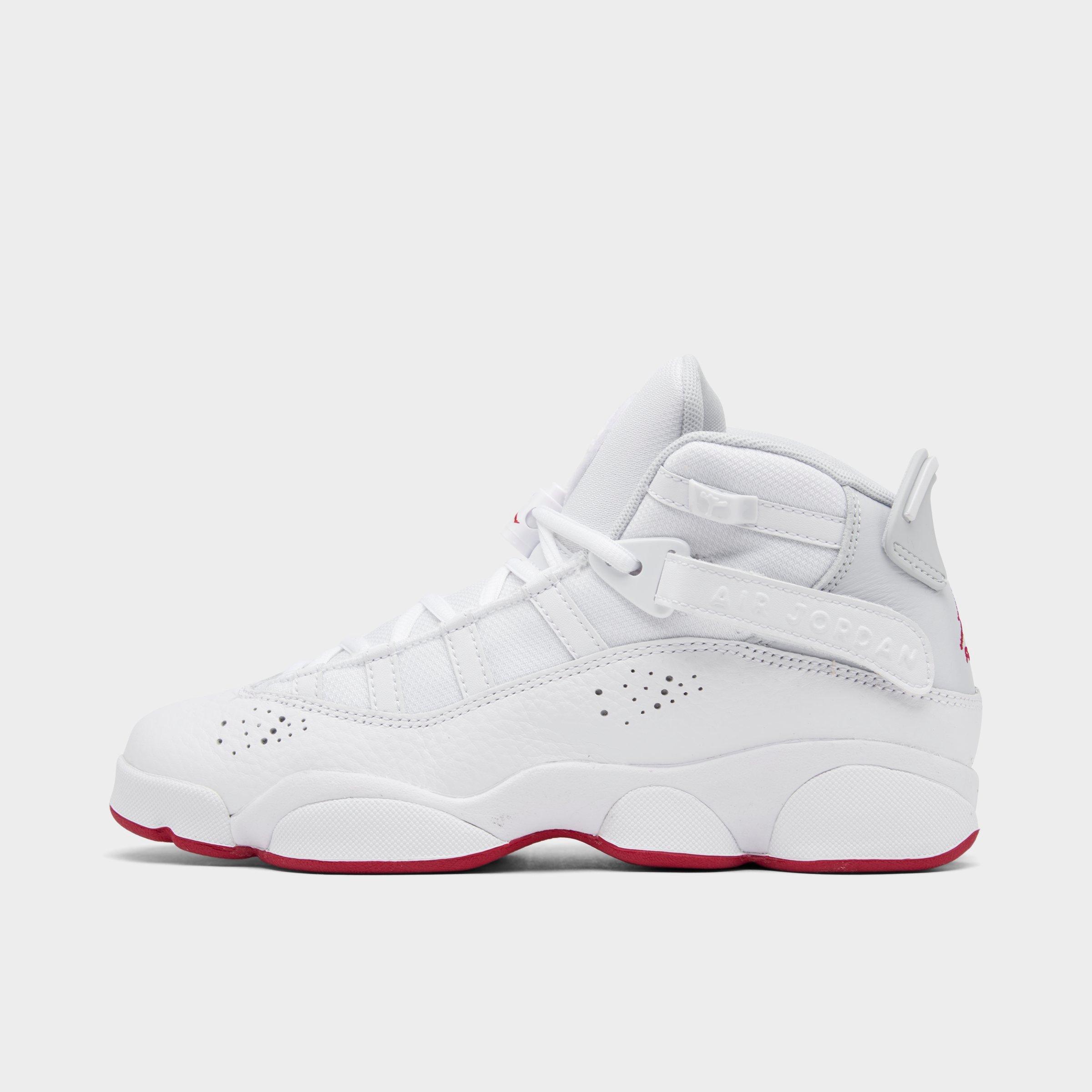 Nike Jordan Big Kids' 6 Rings Basketball Shoes In White/mystic Hibiscus/pure Platinum