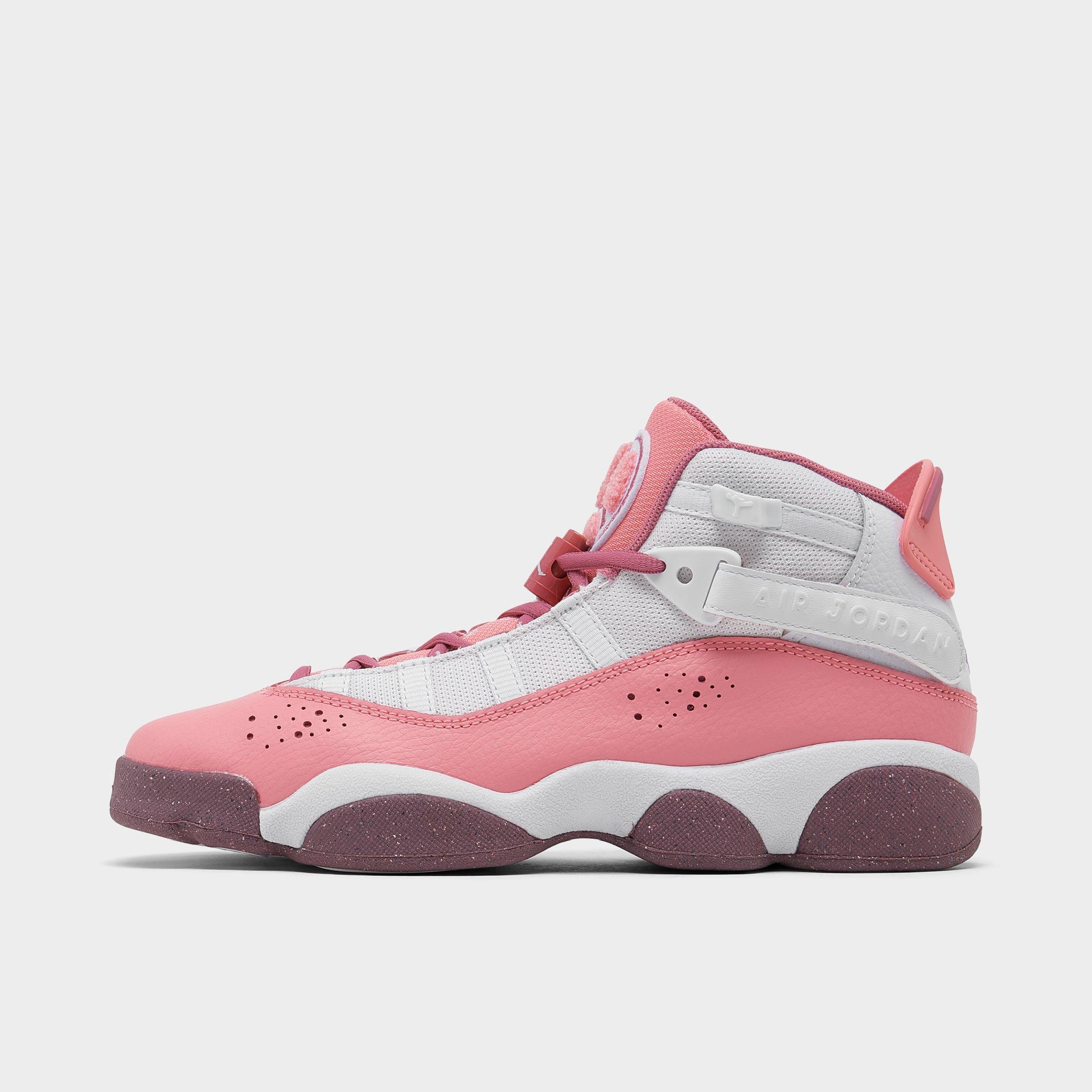 Jordan Big Kids 6 Rings Basketball Shoes in Coral Chalk/White/Desert Berry Size: 3.5