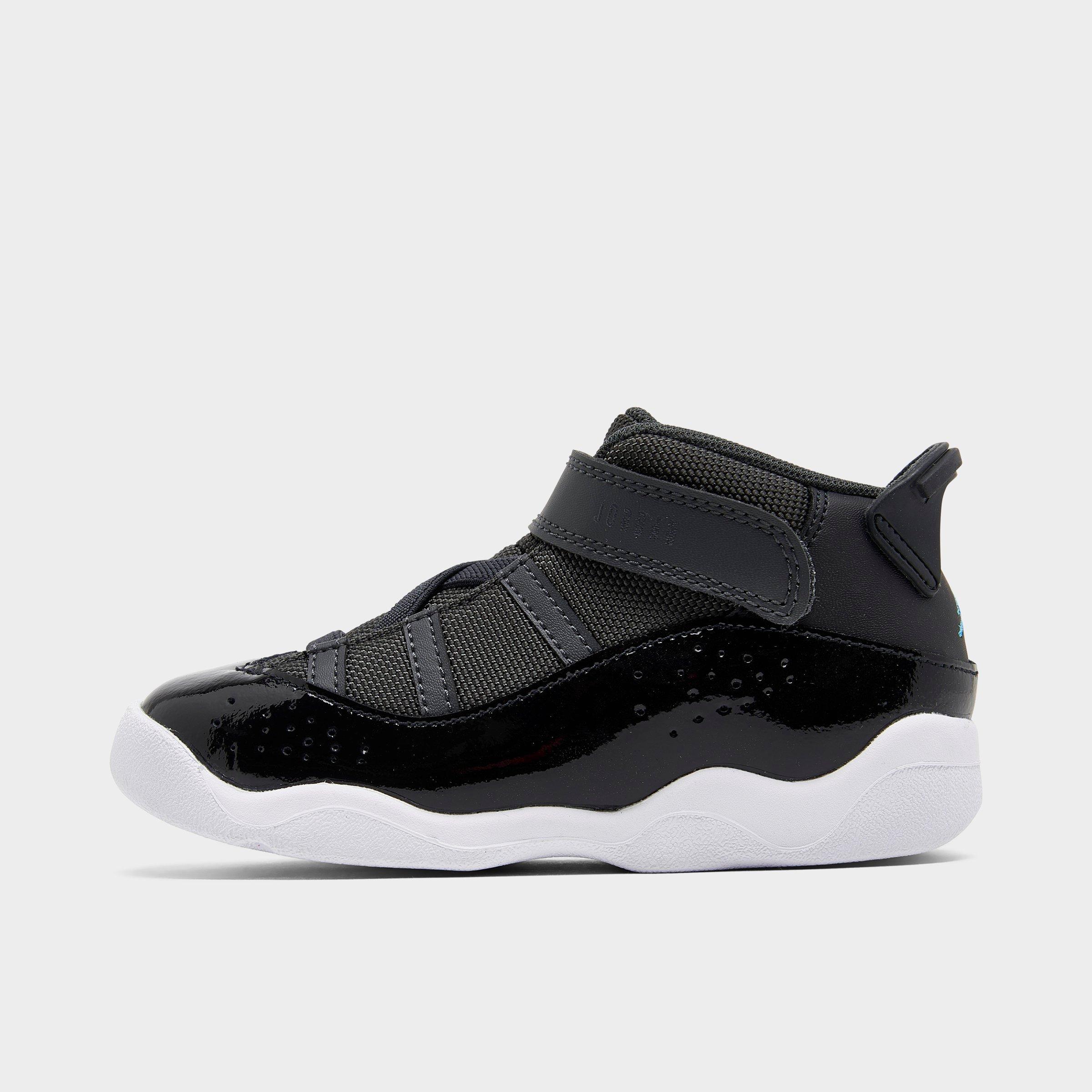 Jordan Kids Toddler Air 6 Rings Basketball Shoes in Anthracite/University Blue/Black Size: 4.0