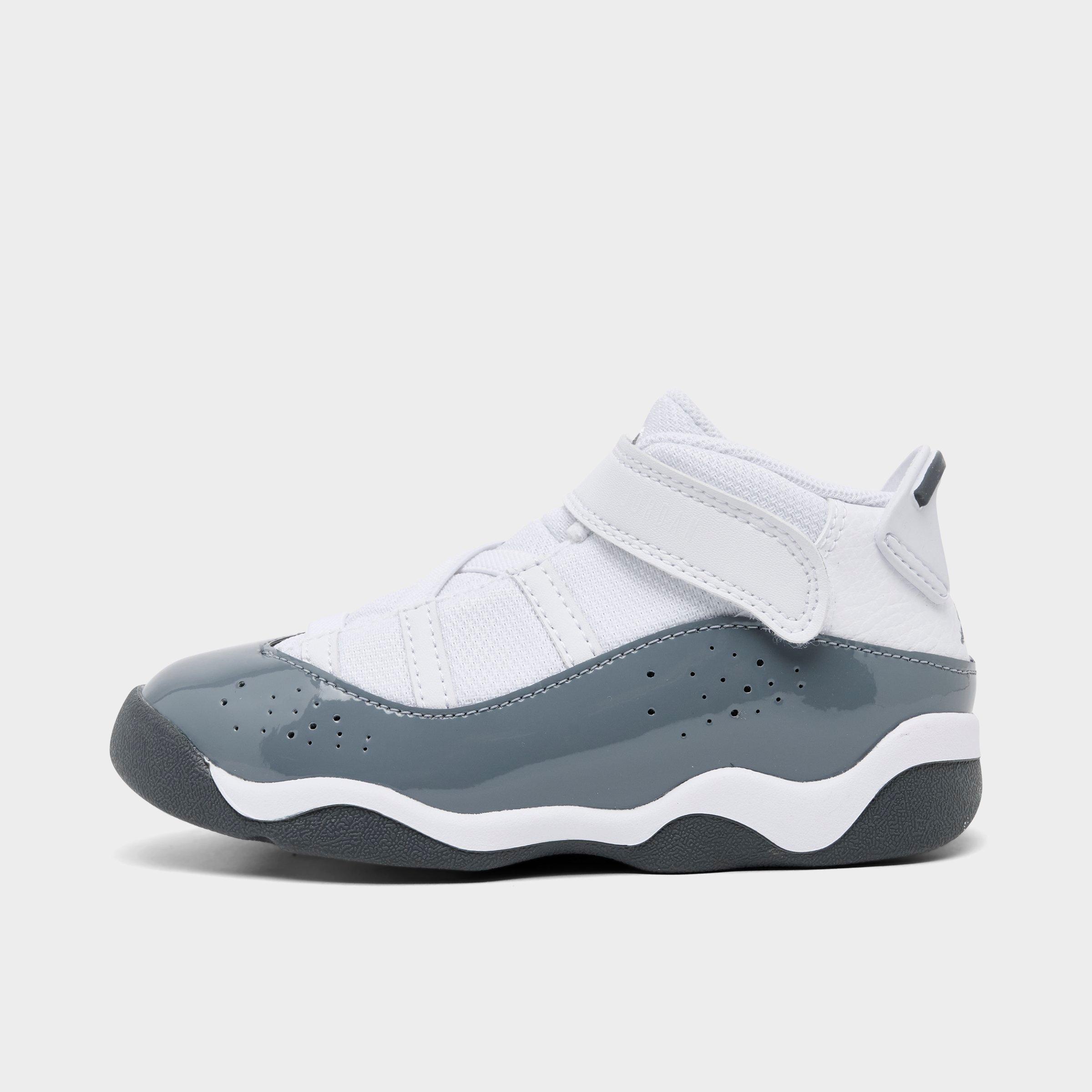 Jordan Kids Toddler Air 6 Rings Basketball Shoes in White/Grey Size: 4.0