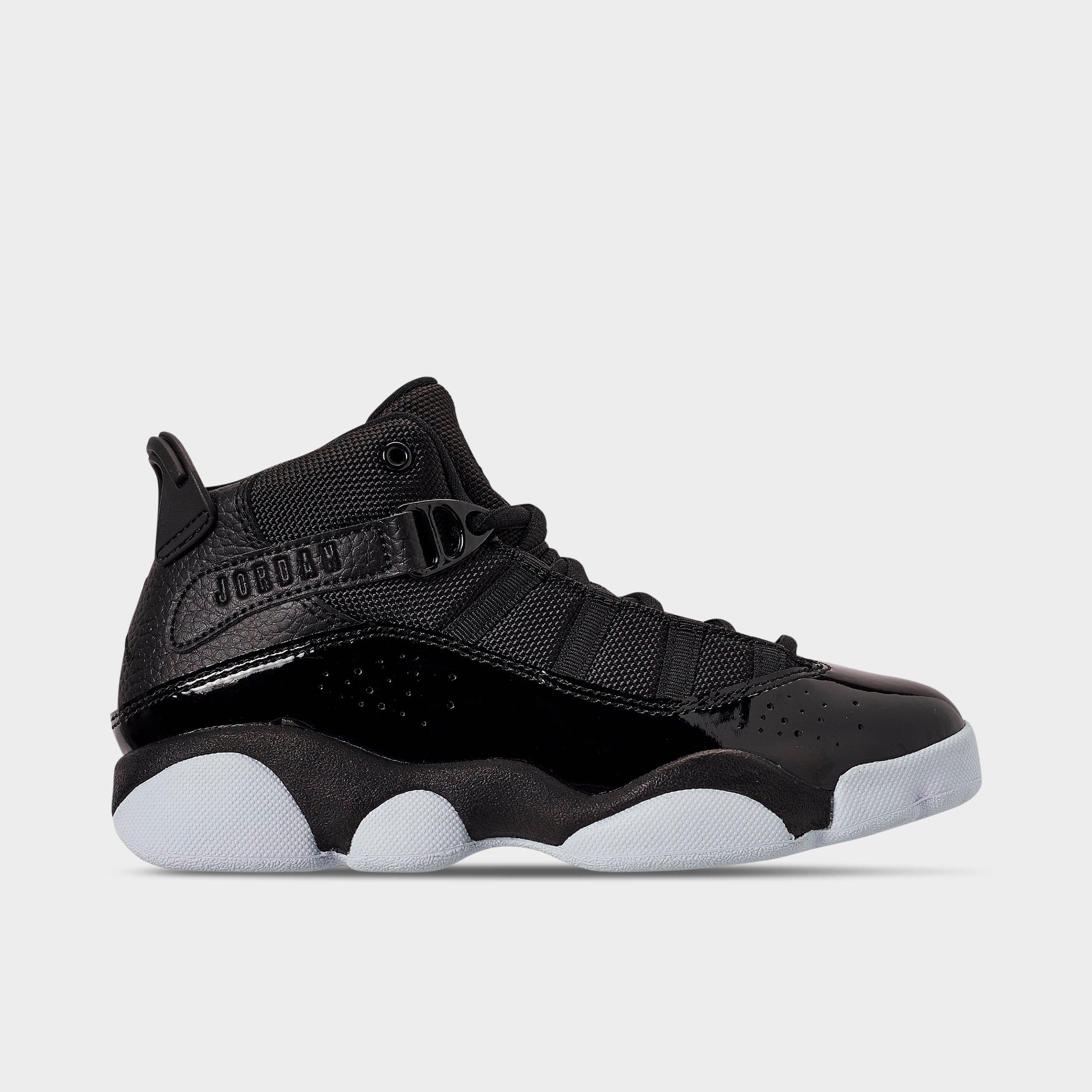 Jordan Little Kids Air 6 Rings Basketball Shoes in Black/White Size: 1.0