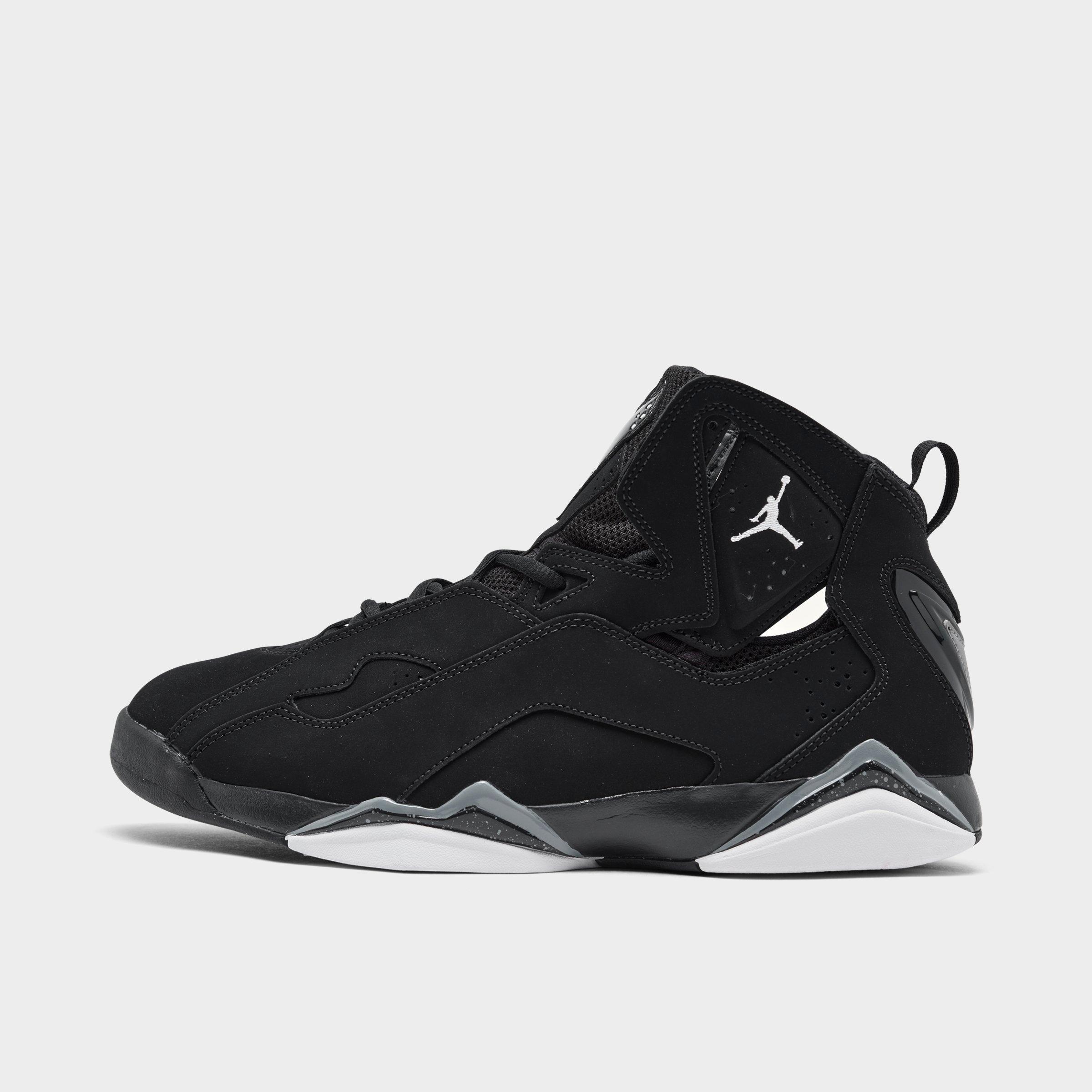 Image of Jordan Men's True Flight Basketball Shoes in White/Black/Black Size 9.5 Leather/Nylon