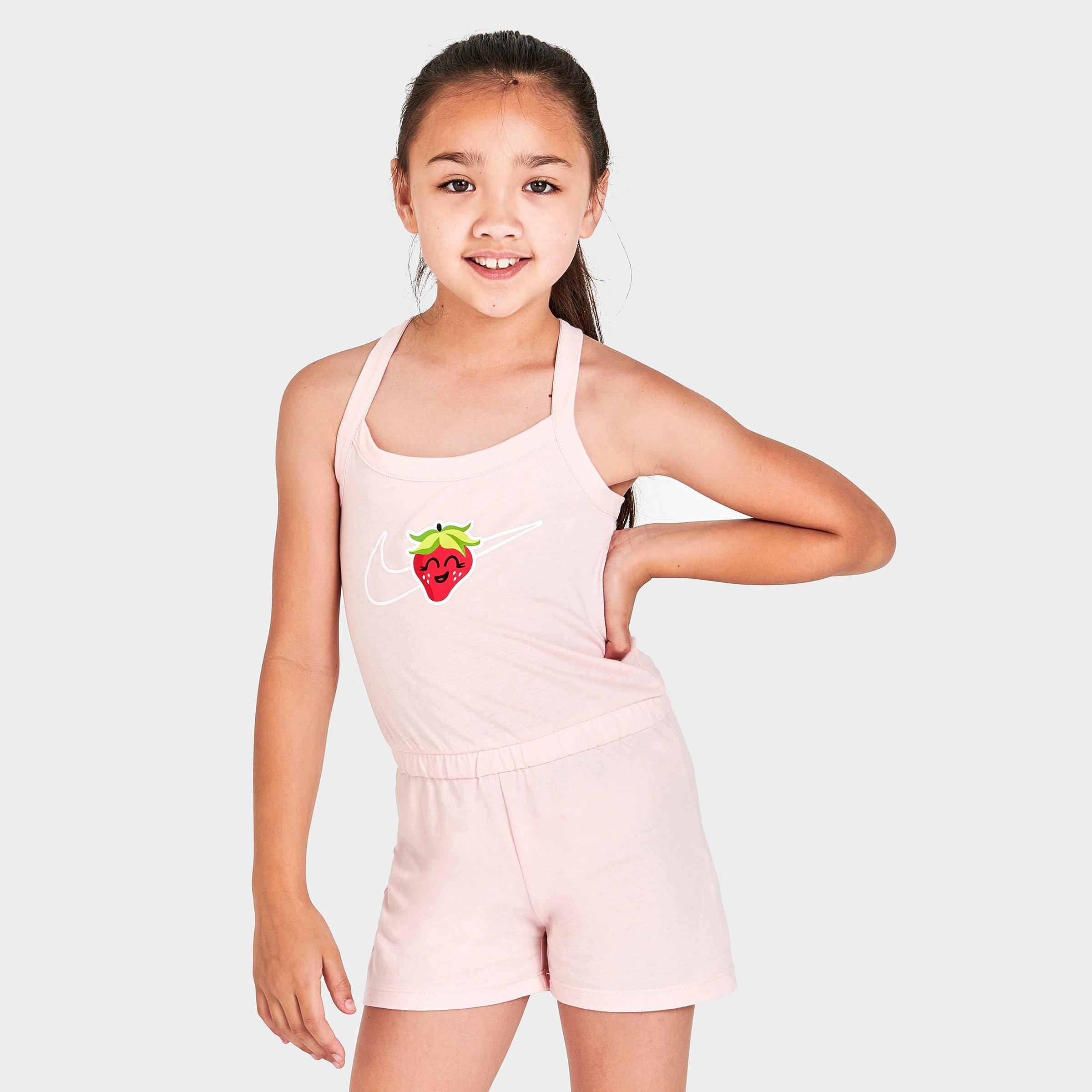 Nike Kids'  Lil Fruits Strawberry Romper Toddler Girl Jumpsuit Light Pink Size 7 Cotton, Polyester In Atmosphere