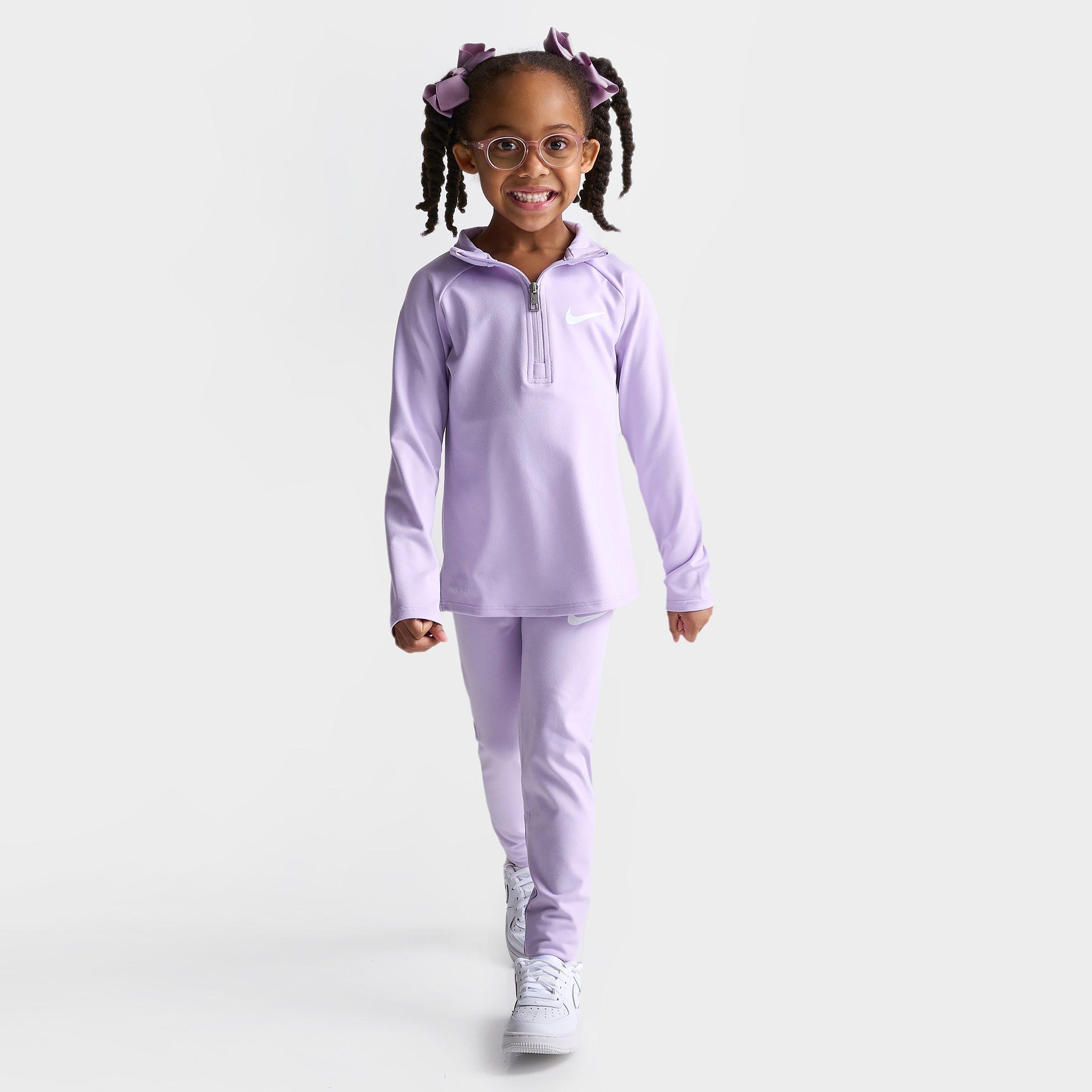 Shop Nike Little Girls' Quarter-zip Jacket And Leggings Set In Lilac Bloom