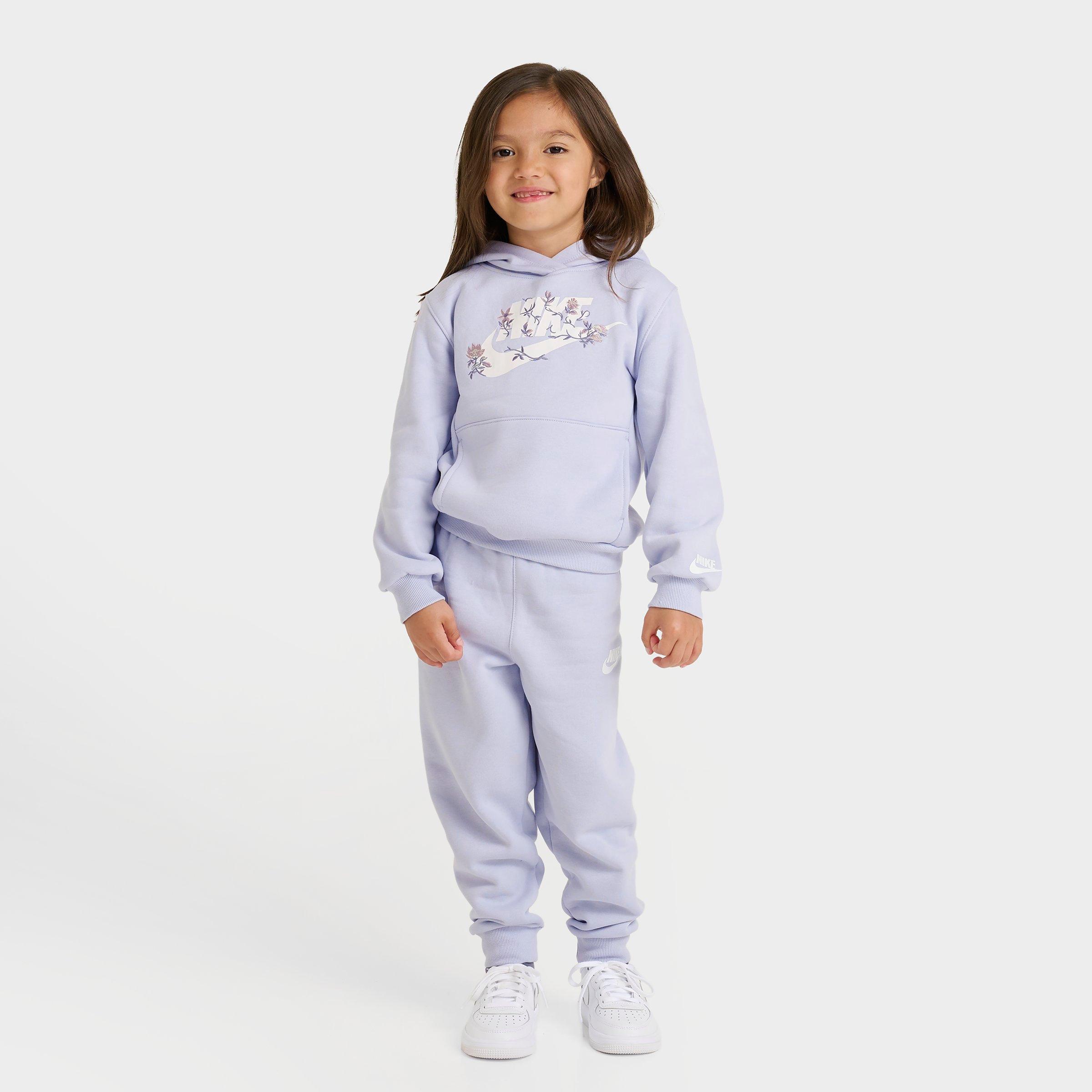 Nike Girls' Little Kids Floral Futura Hoodie and Joggers Set in Ghost Size: 4