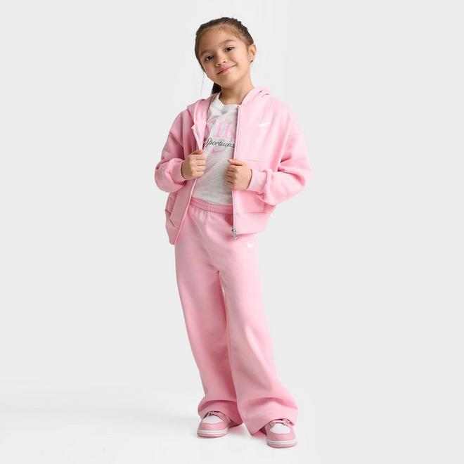Girls' Little Kids' Nike Full-Zip Hoodie and Wide Leg Sweatpants Set