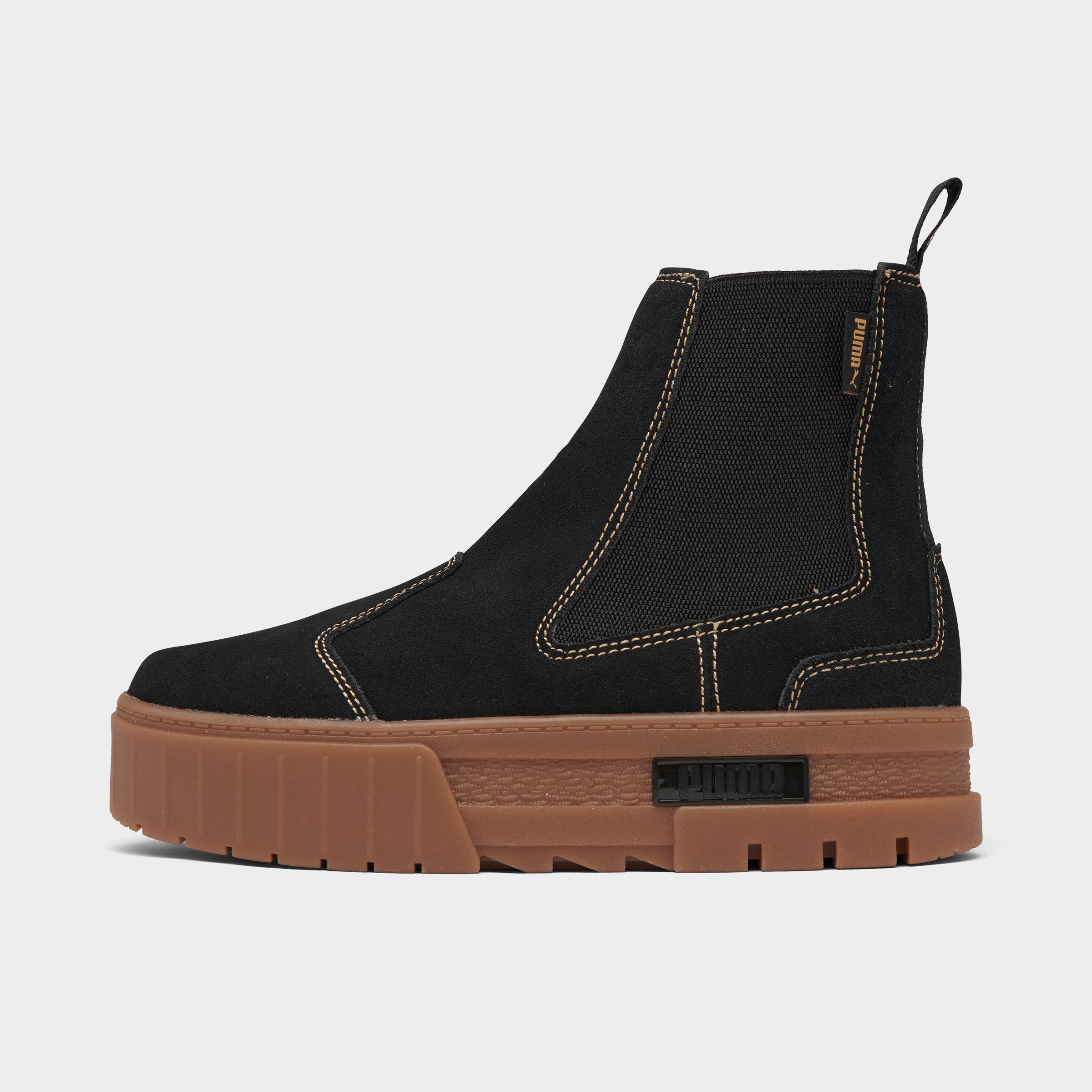 Puma Women's Mayze Chelsea Suede Boots From Finish Line In  Black/gum