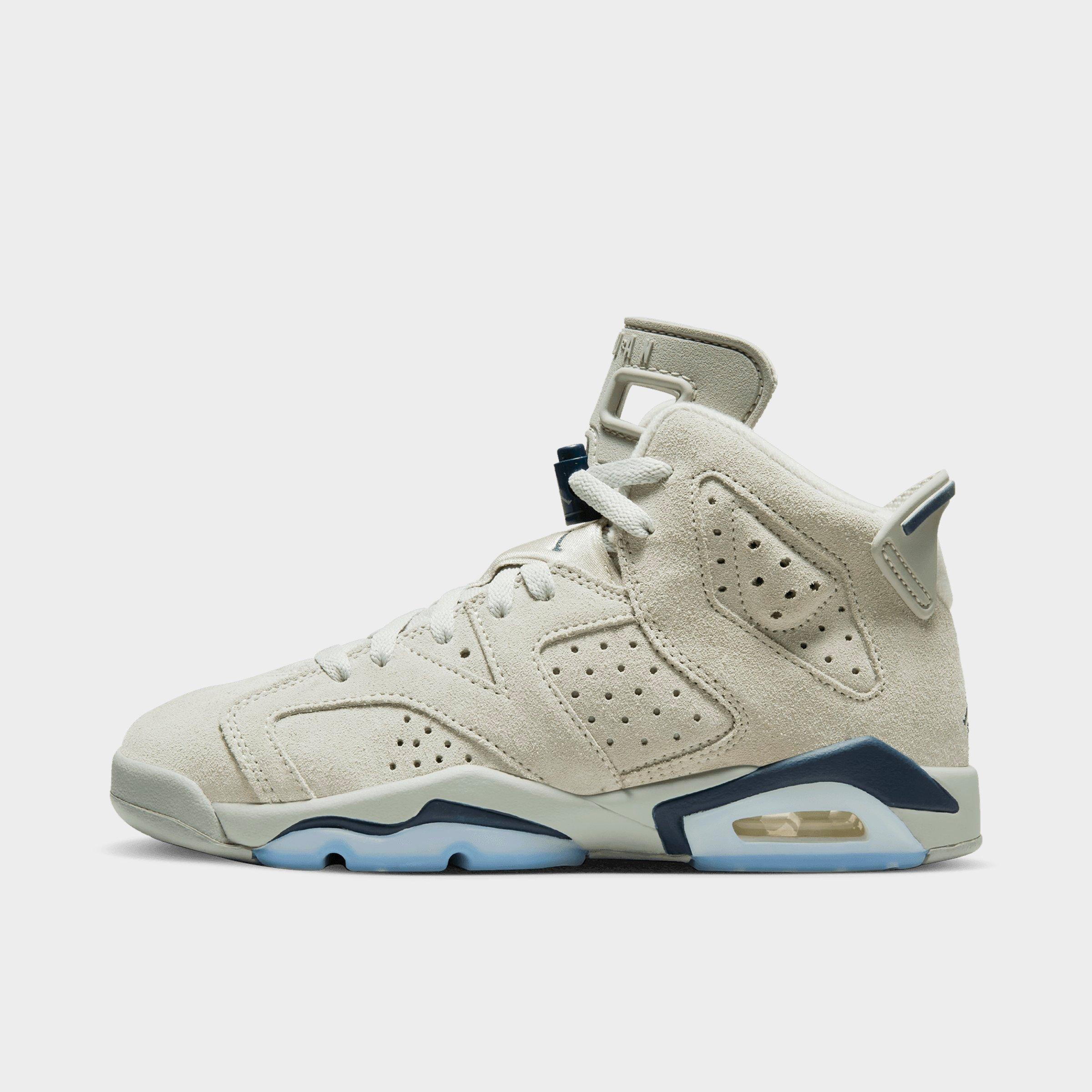 Nike Big Kids' Air Jordan Retro 6 Basketball Shoes In Magnet/college Navy