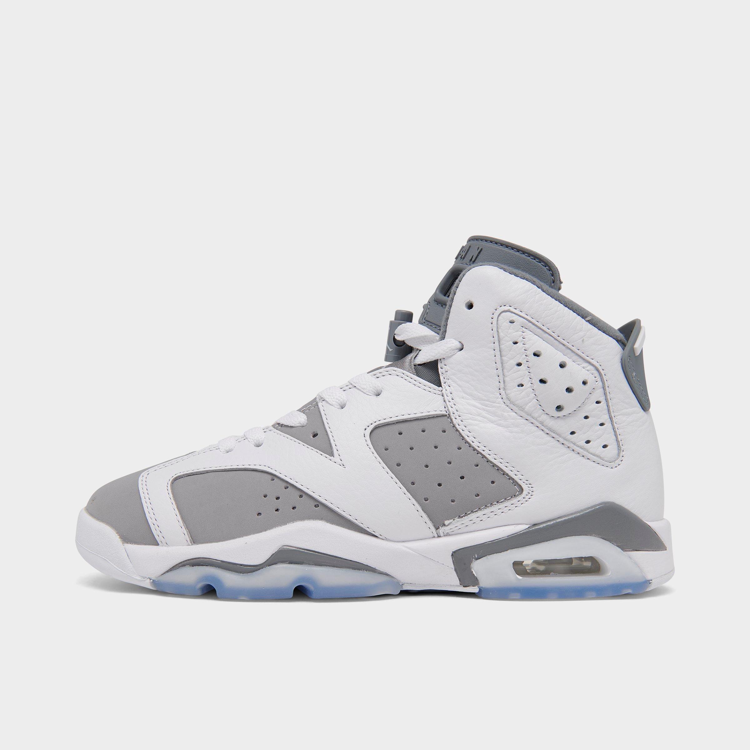 Nike Big Kids' Air Jordan Retro 6 Basketball Shoes In White/medium Grey/cool Grey