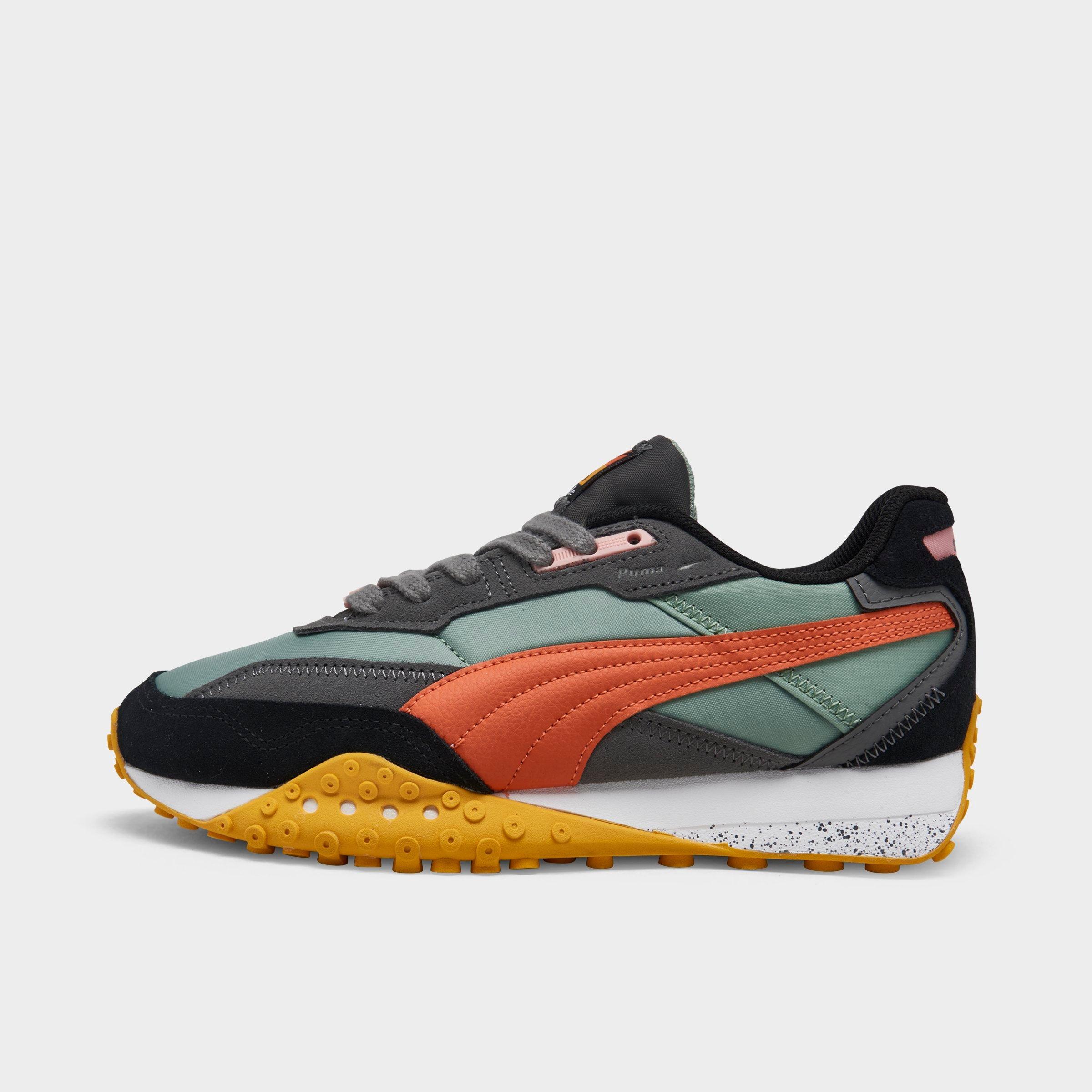 Women's Puma Blktop Rider Casual Shoes in Green Fog/Hot Heat/Black Size: 6.0