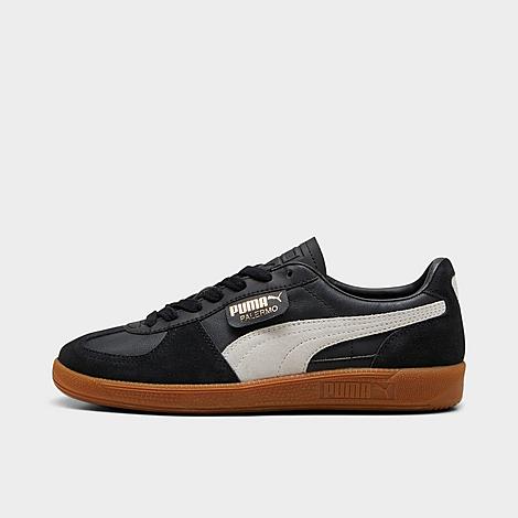 Shop Puma Men's Palermo Leather Low Casual Shoes In  Black/feather Grey/gum