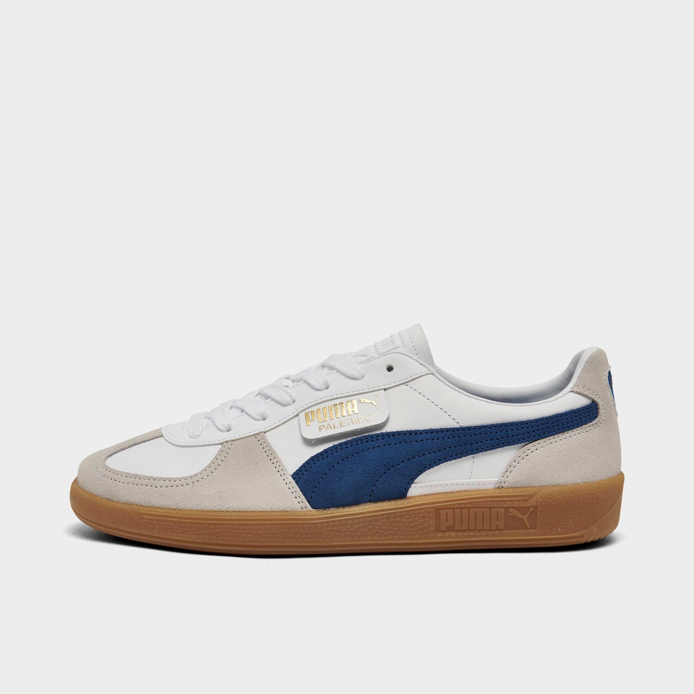 Shop Puma Men's Palermo Leather Low Casual Shoes In  White/vapor Gray/clyde Royal