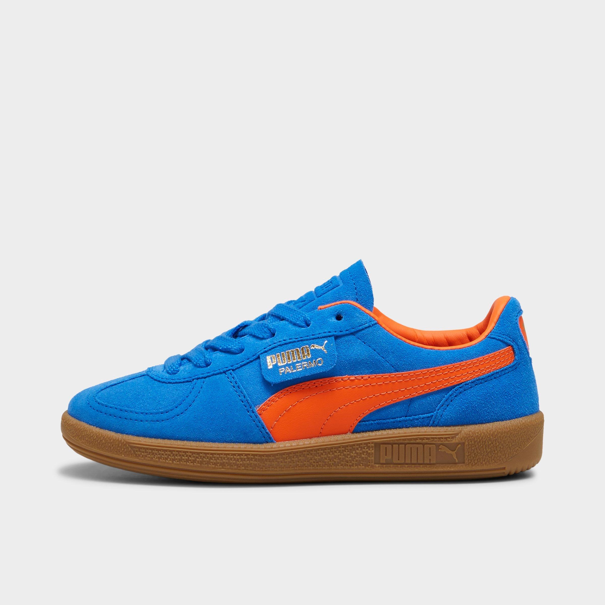 Big Kids Puma Palermo Casual Shoes in Hyperlink Blue/Flame Flicker/Gum Size: 4