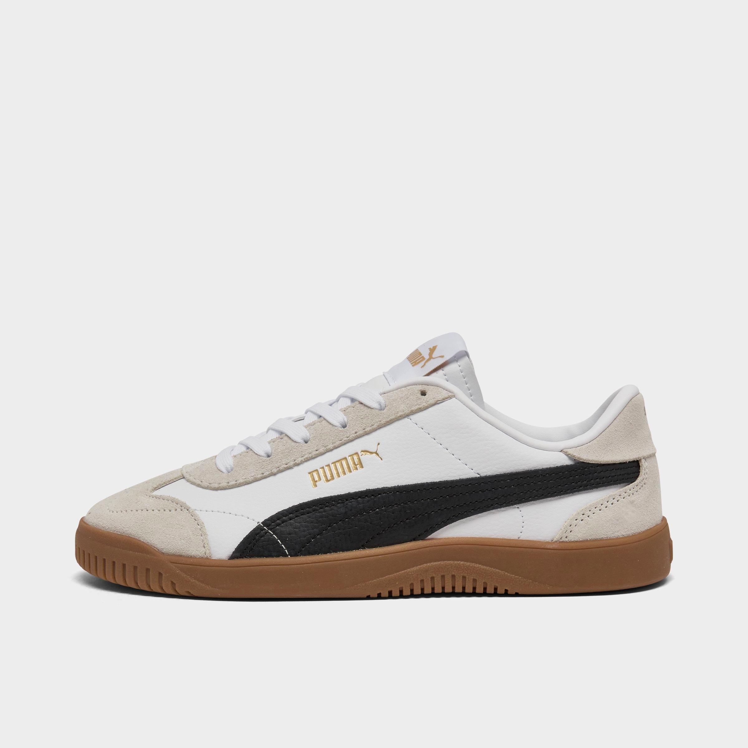 Big Kids Puma Club 5v5 Suede Jr Casual Shoes in PUMA White/PUMA Black/Feather Gray Size: 4.0
