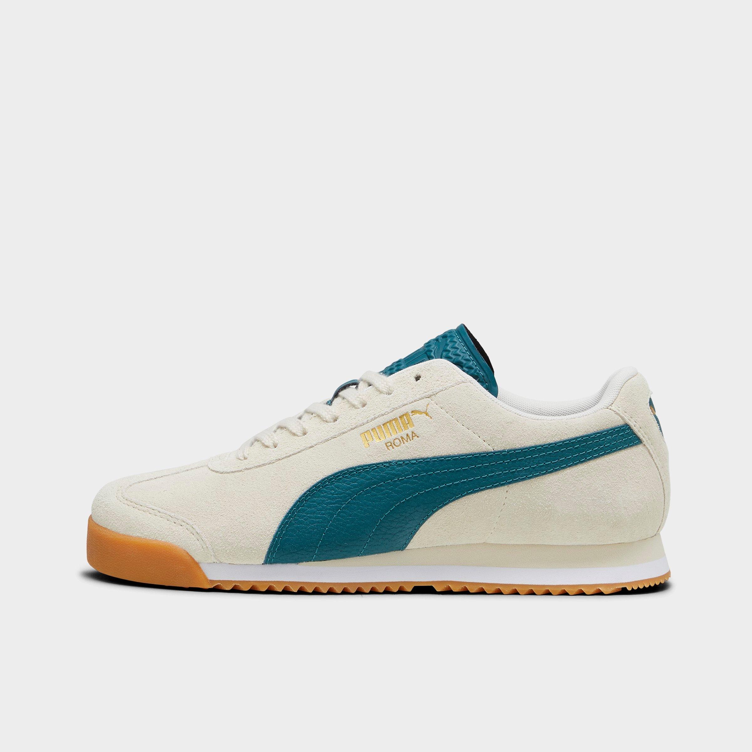 Men's Puma Roma Suede Casual Shoes in Alpine Snow/Cold Green/Gum Size: 7.5