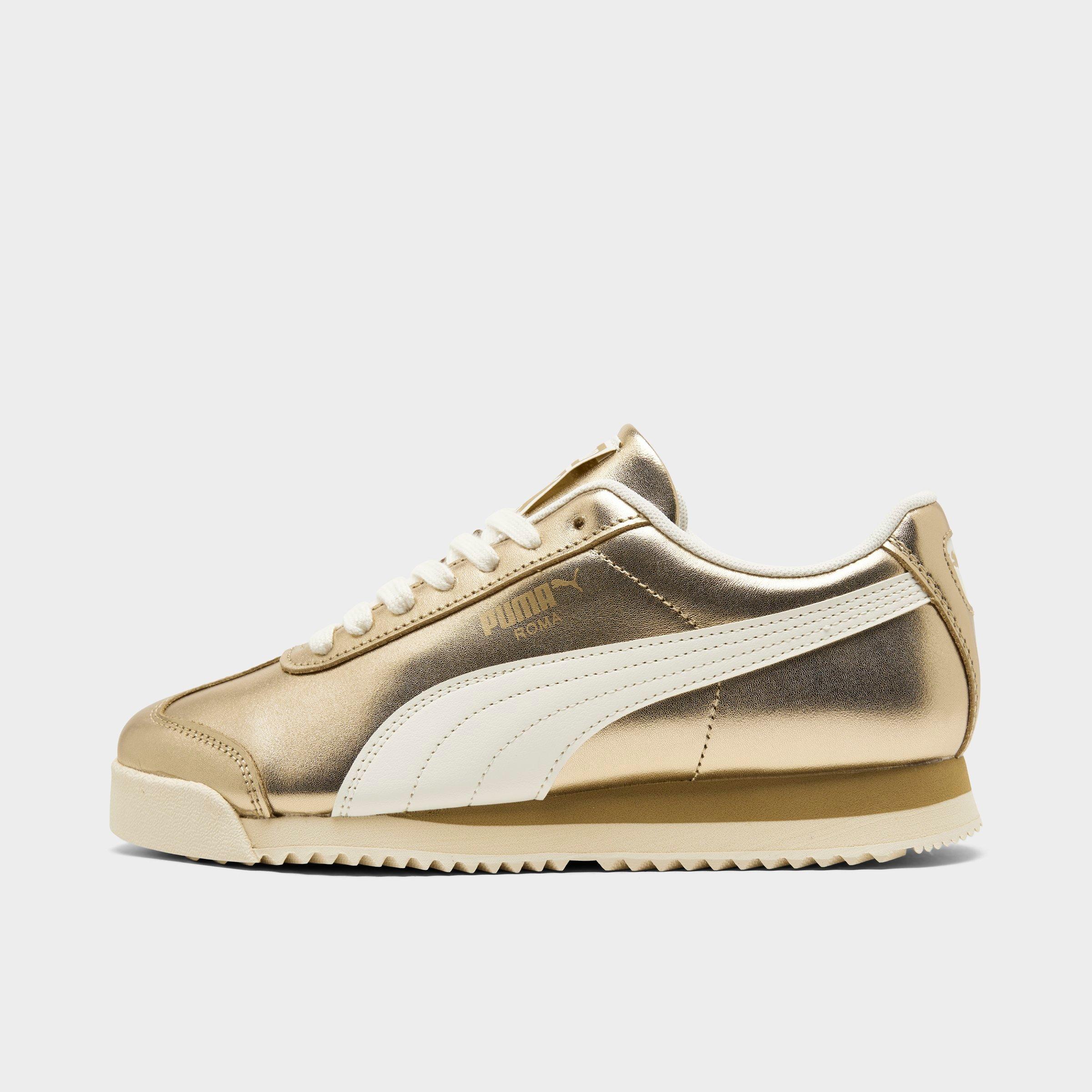 Women's Puma Roma Chrome Casual Shoes in PUMA Gold/Warm White Size: 5.5