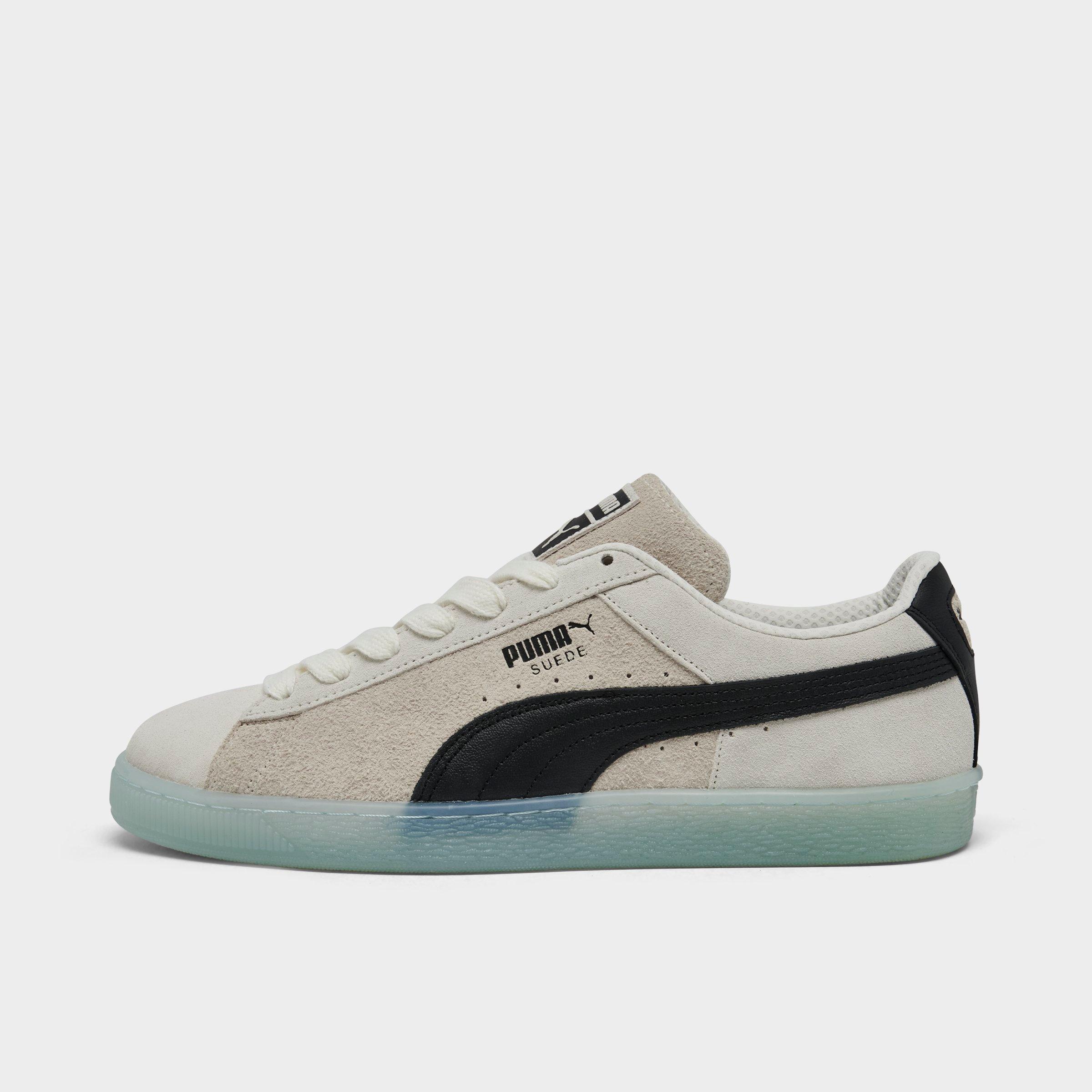 Men's Puma Suede Classic Mist Casual Shoes in Warm White/Puma Black/Icy Blue Size: 7.5