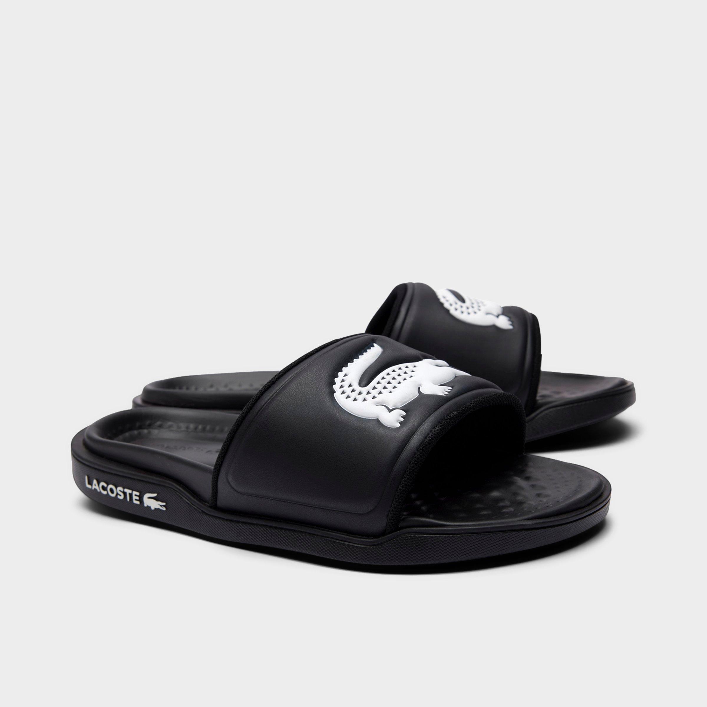 Lacoste Women's Serve Slide Dual Slide Sandals in White/Black Size: 5.0