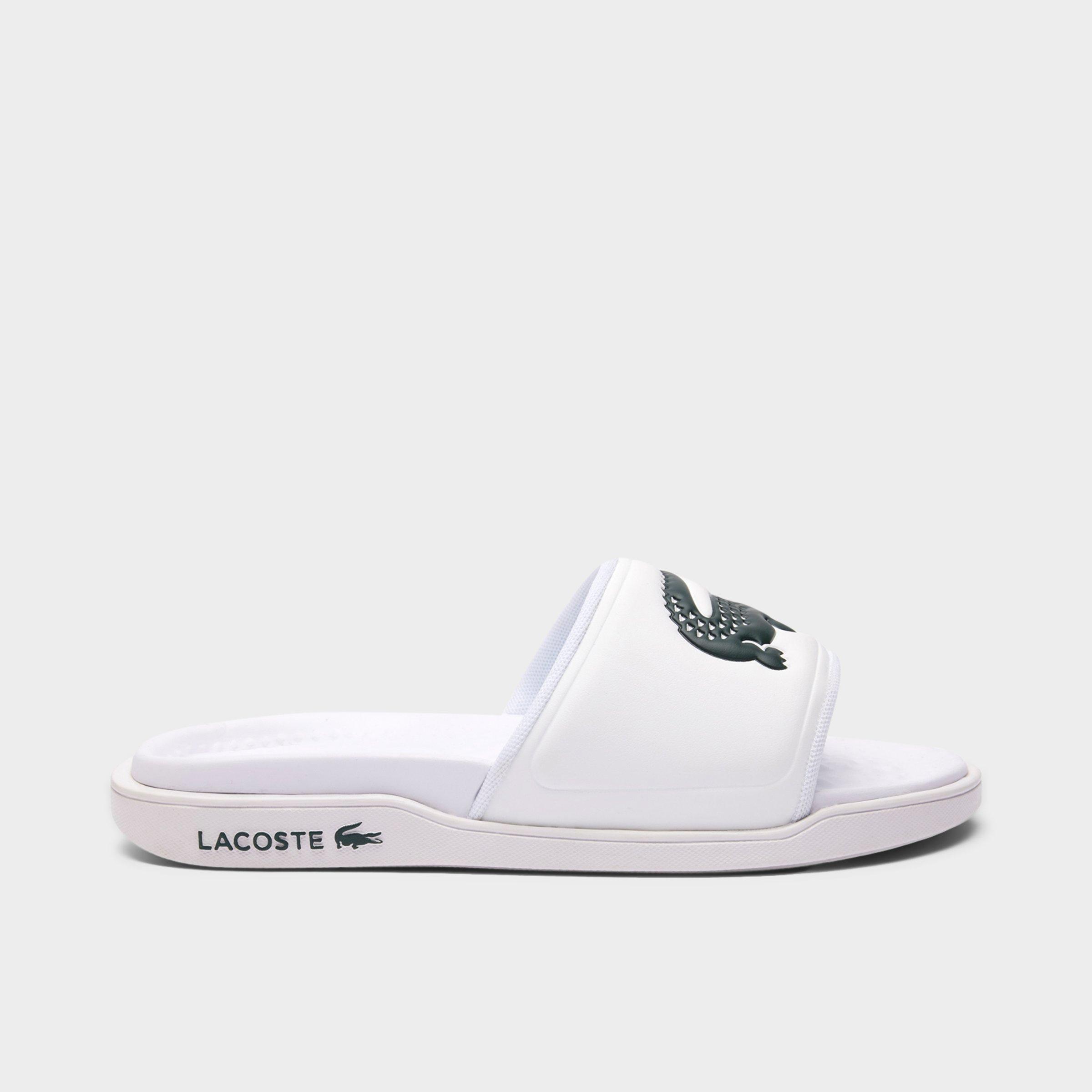 Lacoste Women's Serve Slide Dual Slide Sandals in White/Dark Green Size: 5.0