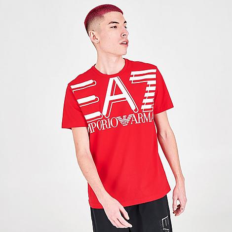 Emporio Armani Men's Ea7 Oversized Logo Training T-shirt In Red/white