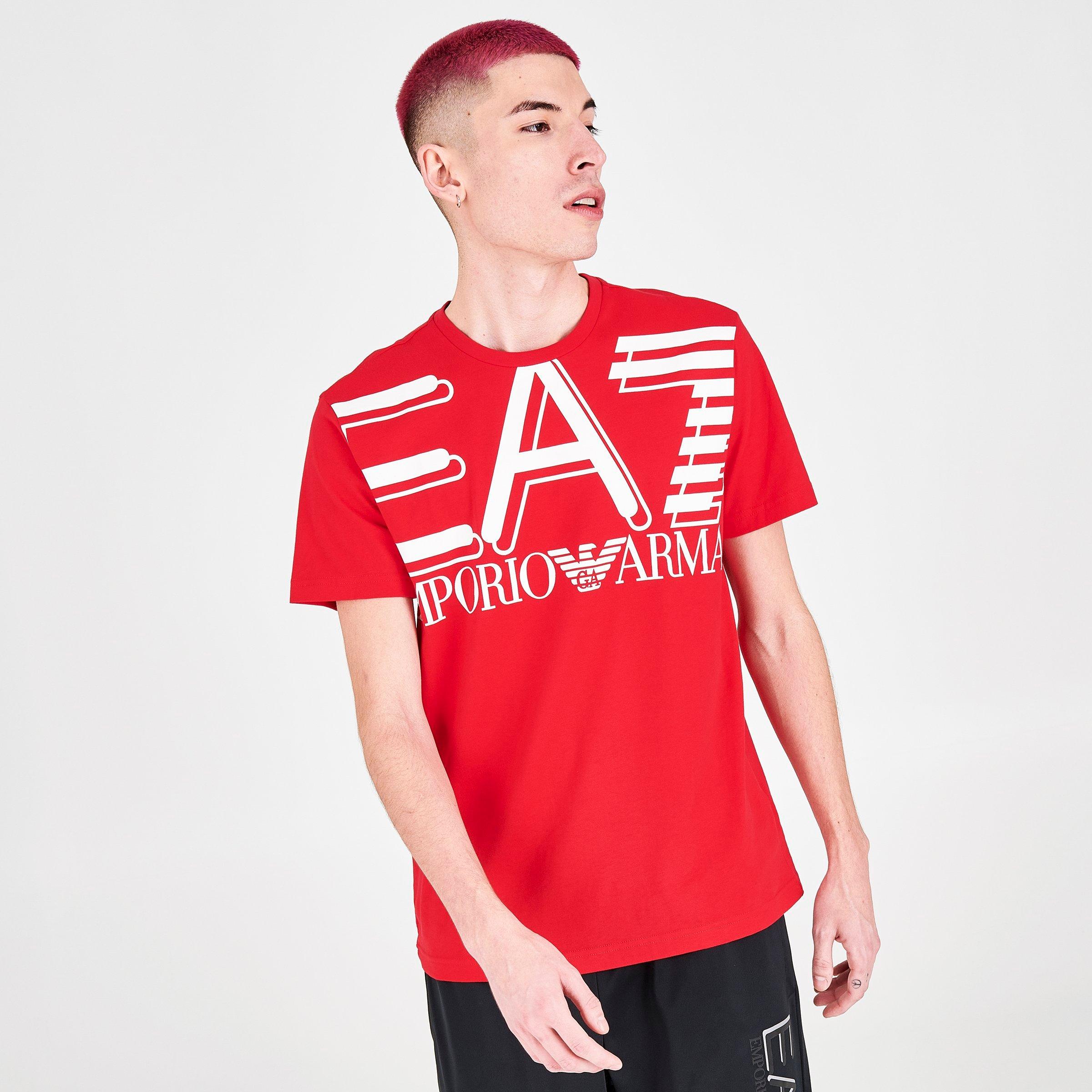 Emporio Armani Men's Ea7 Oversized Logo Training T-shirt In Red/white