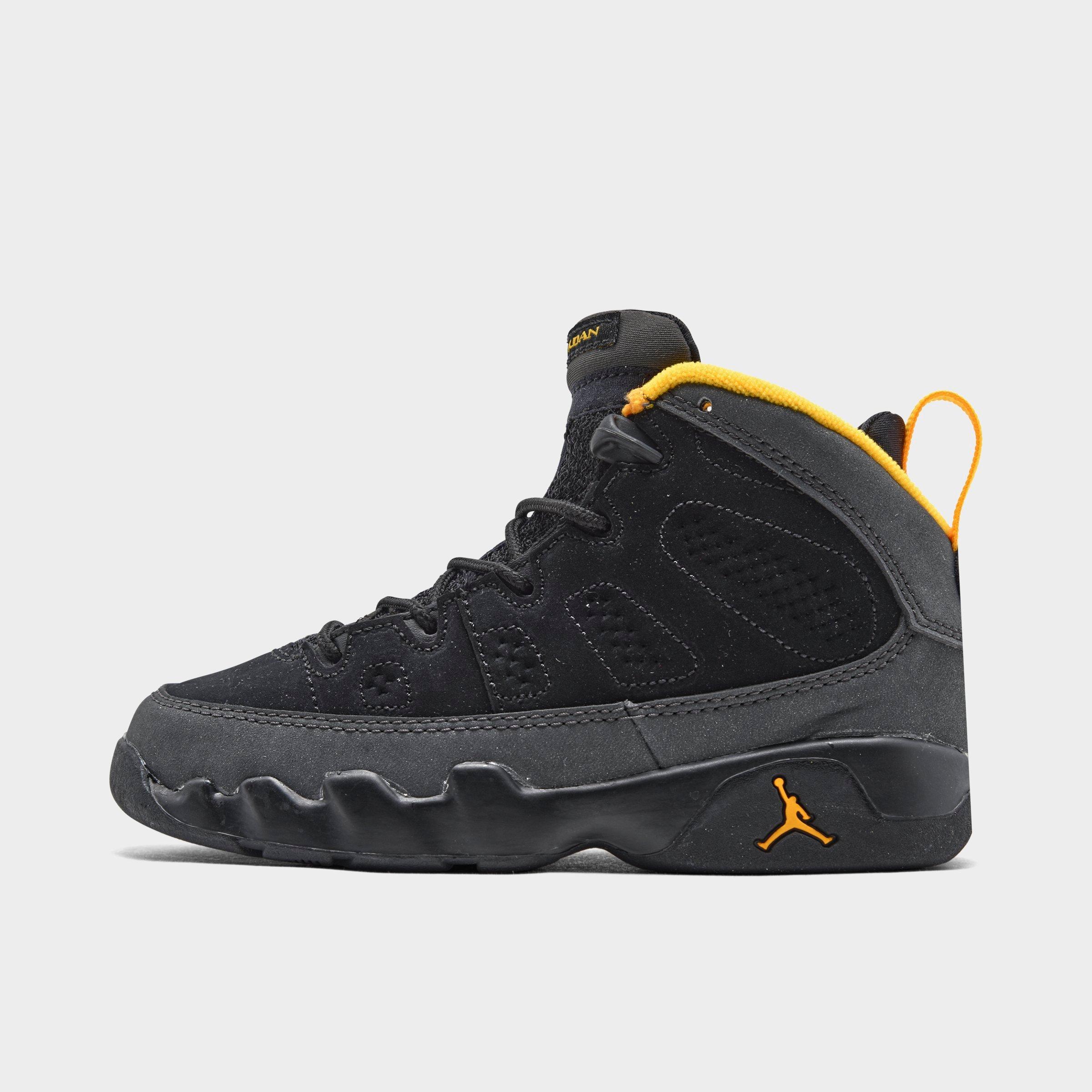 Nike Jordan Little Kids' Air Retro 9 Basketball Shoes In Black/university Gold/dark Charcoal
