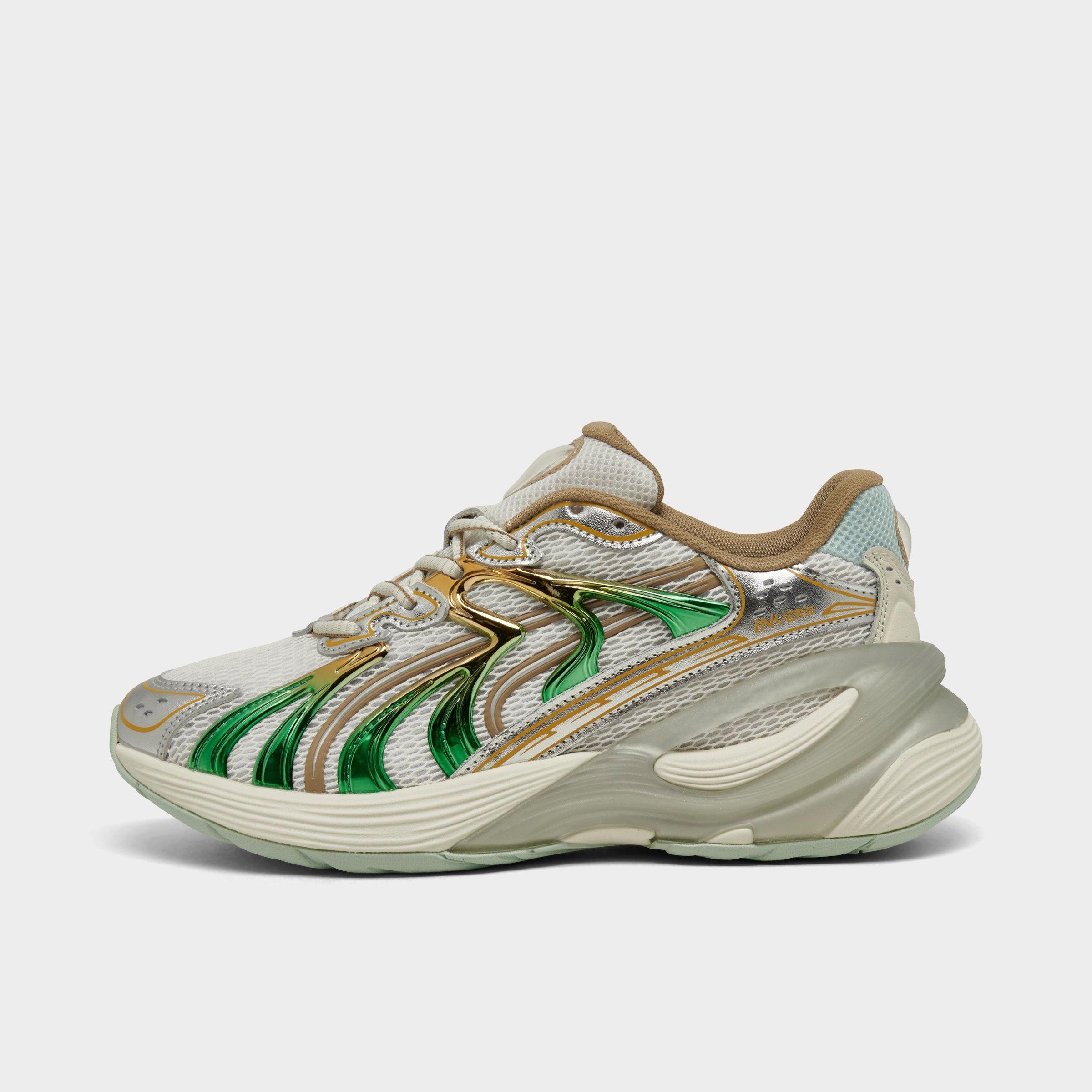 Puma Women's Inverse Shimmer Casual Shoes in Green/Off-White/Metallic/Warm White Size 9 Leather