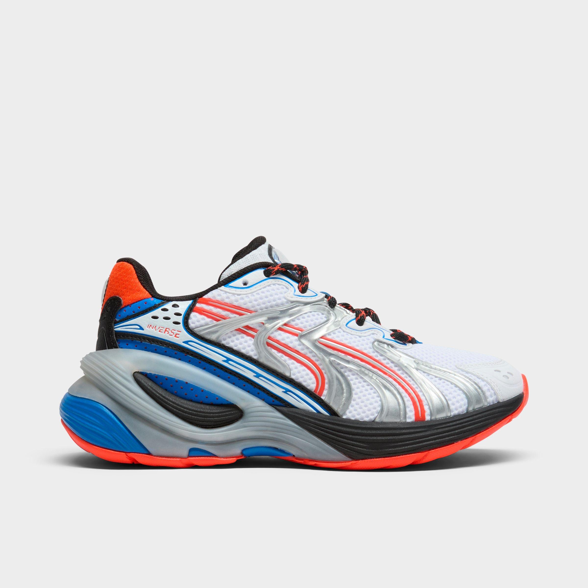 Big Kids Puma Inverse Casual Shoes in Puma White/Redmazing/Hyperlink Blue Size: 4.0