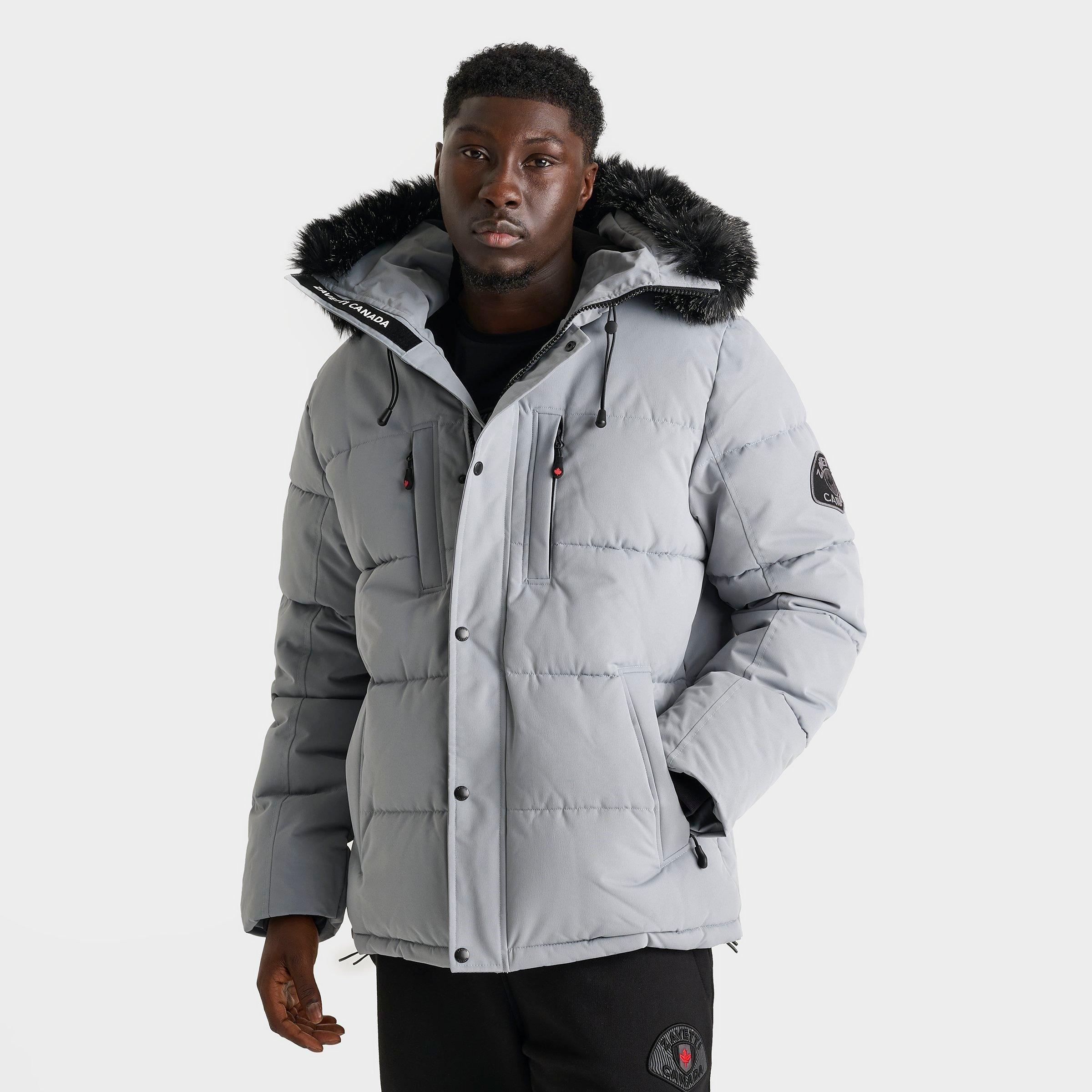 Zavetti Men's Canada Oshawa 2.0 Puffer Parka Jacket in Grey/Monument Grey Size Medium Polyester/Fur