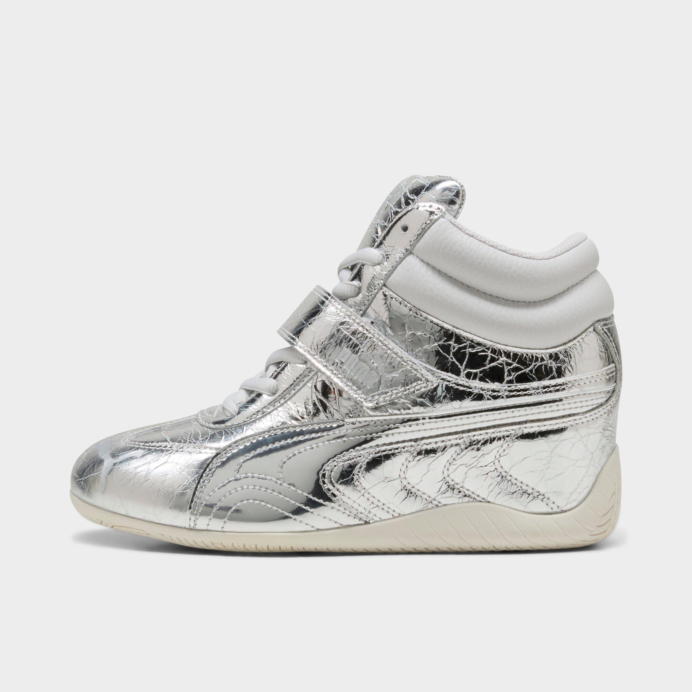 Women's Puma Speedcat Wedge Luster Casual Shoes in PUMA Silver/Vapor Grey Size: 5.5