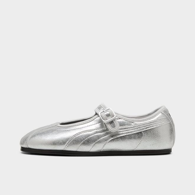 Women's Puma Tacklette Mary Jane Metallic Leather Casual Shoes