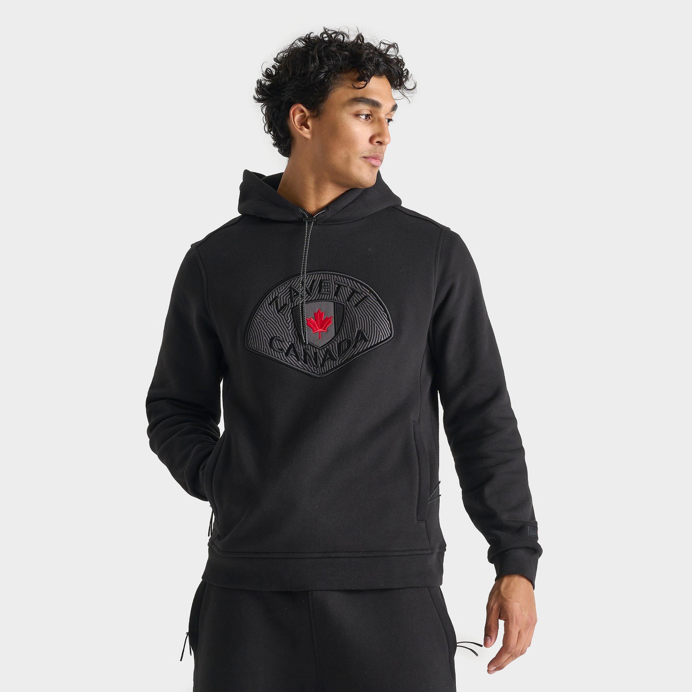 Zavetti Men's Canada Camacco Pullover Hoodie in Black/Jet Black Size Small Cotton/Polyester