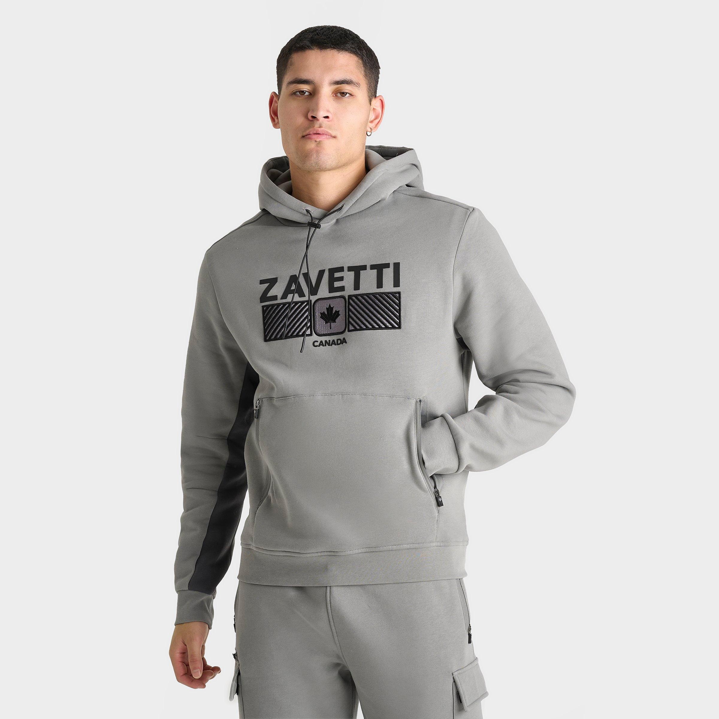 Zavetti Men's Canada Ovello 2.0 Chevron Pullover Hoodie in Grey/Monument Grey Size Medium Cotton/Polyester