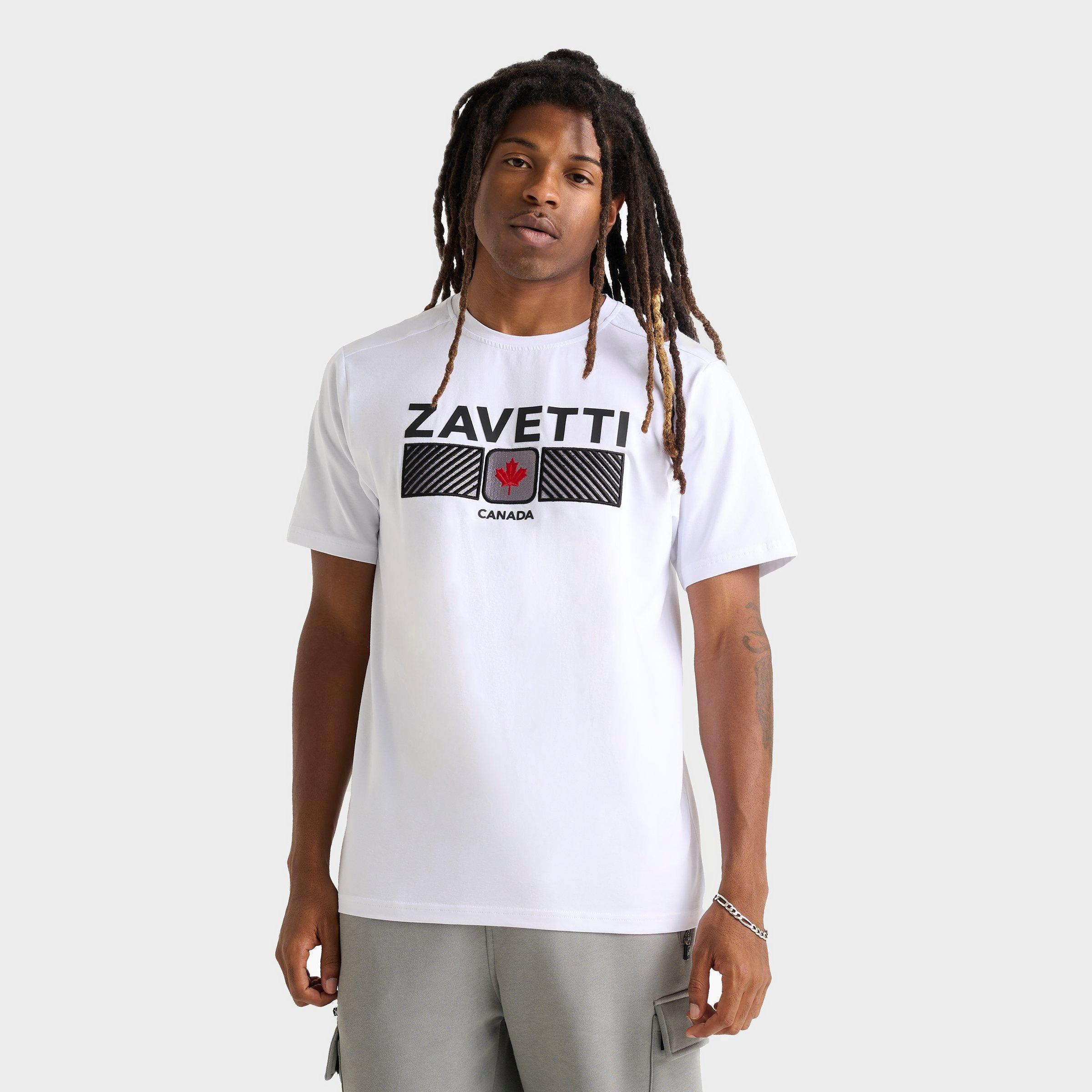 Zavetti Men's Canada Ovello Contour T-Shirt in White/Optic White Size XL 100% Cotton